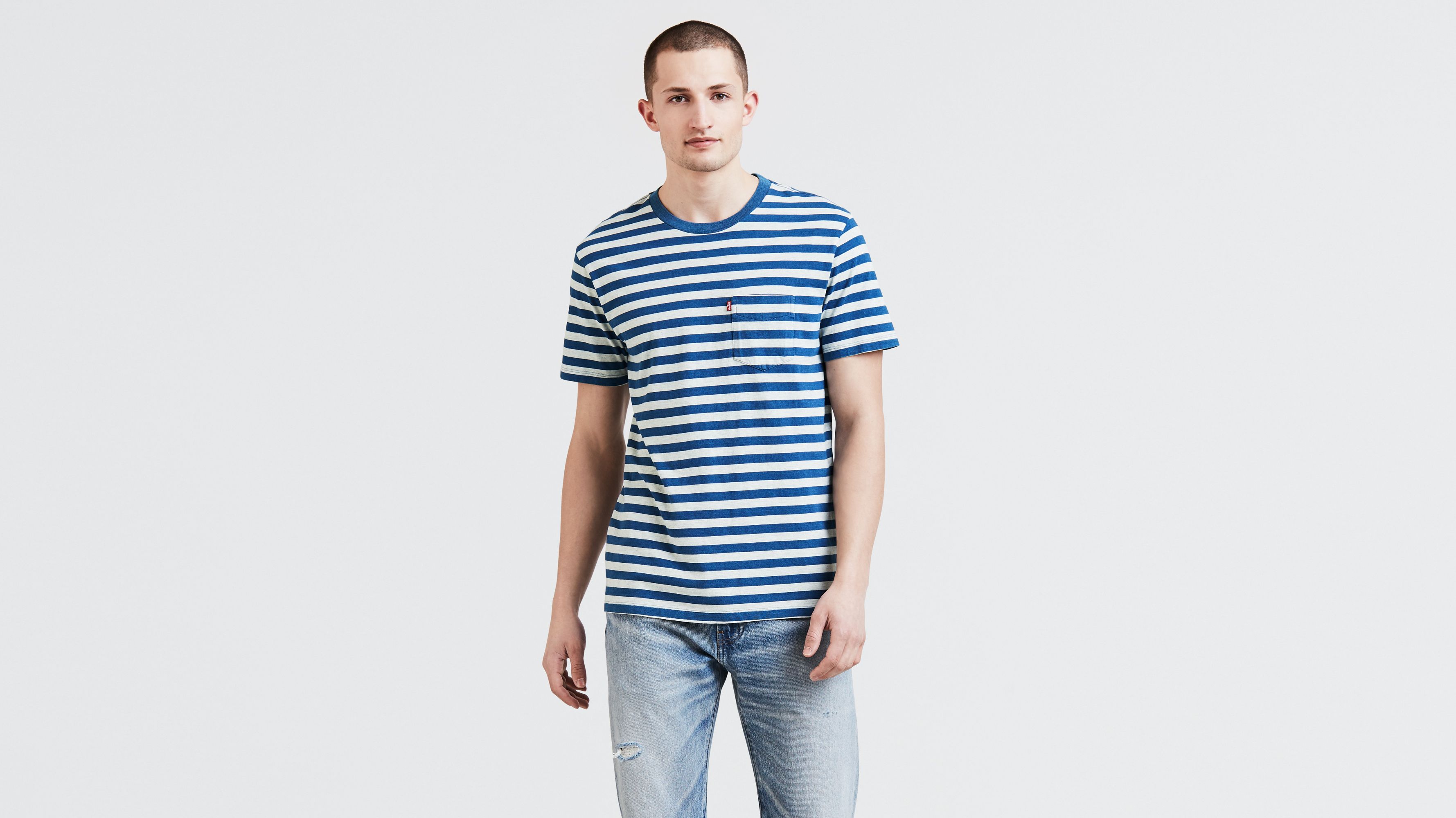 Striped Sunset Pocket Tee Shirt