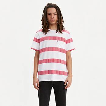 Striped Sunset Pocket Tee Shirt 1