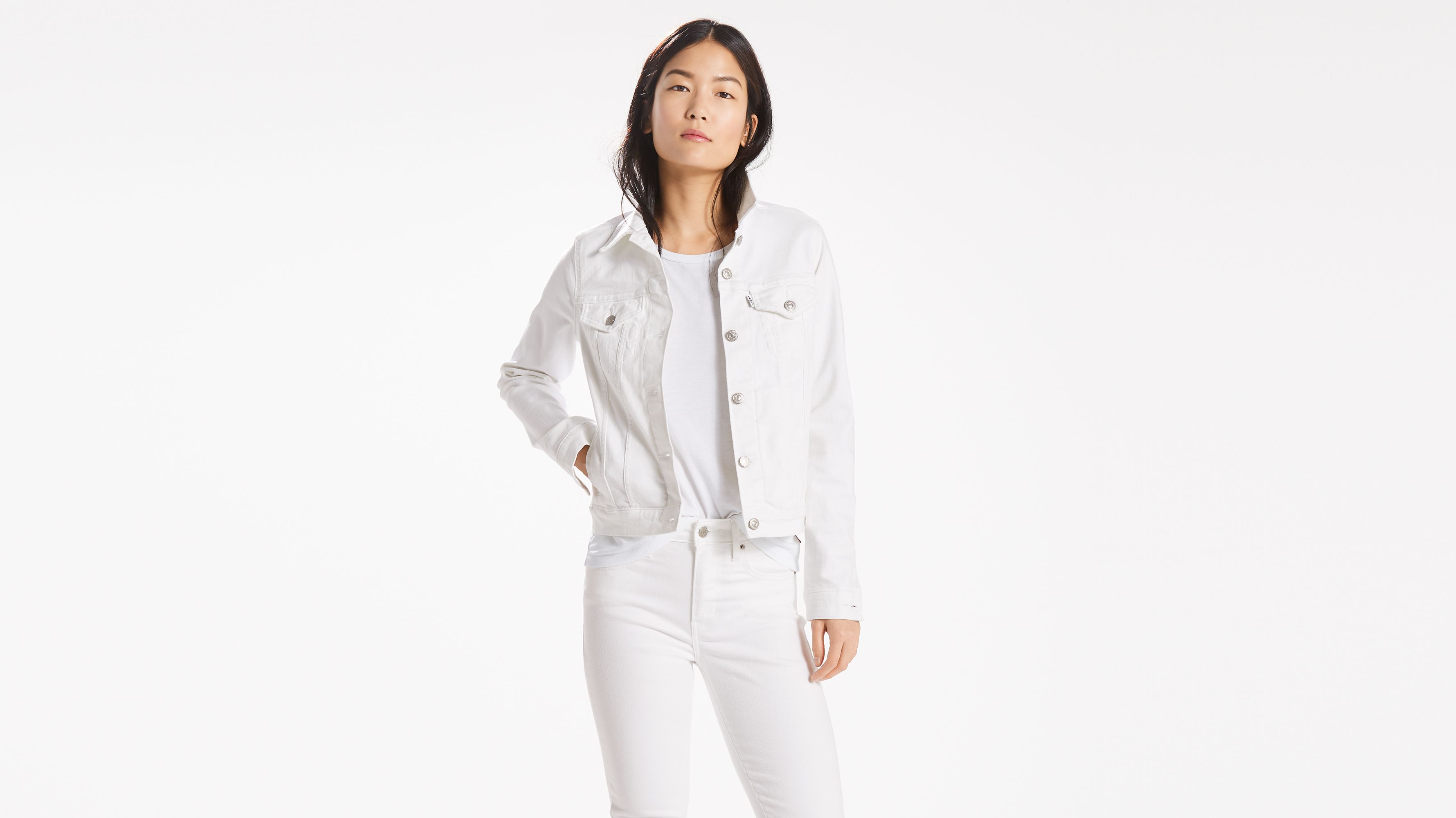 levi's white jeans jacket