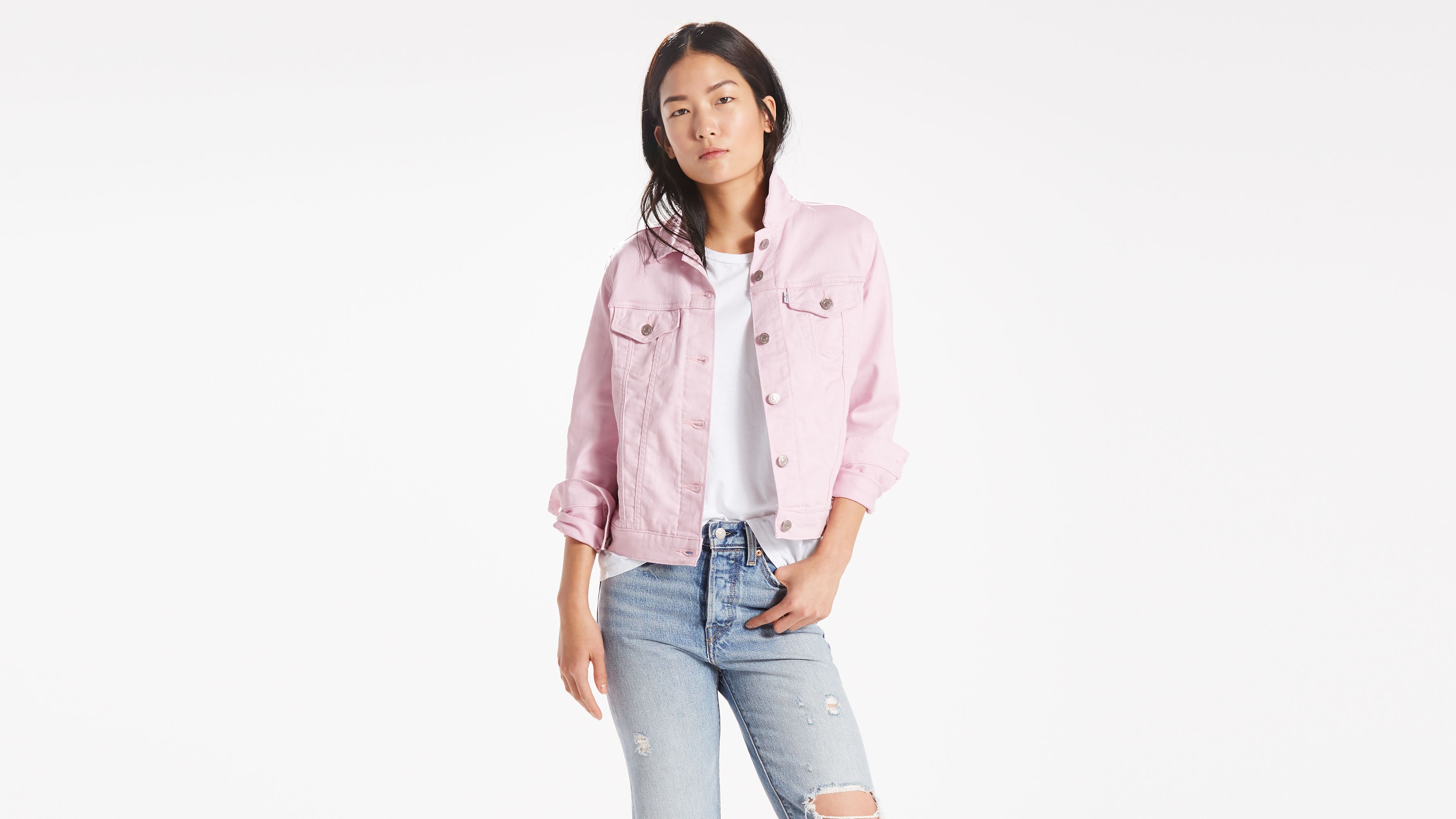 Top 67+ imagen levi’s pink trucker jacket