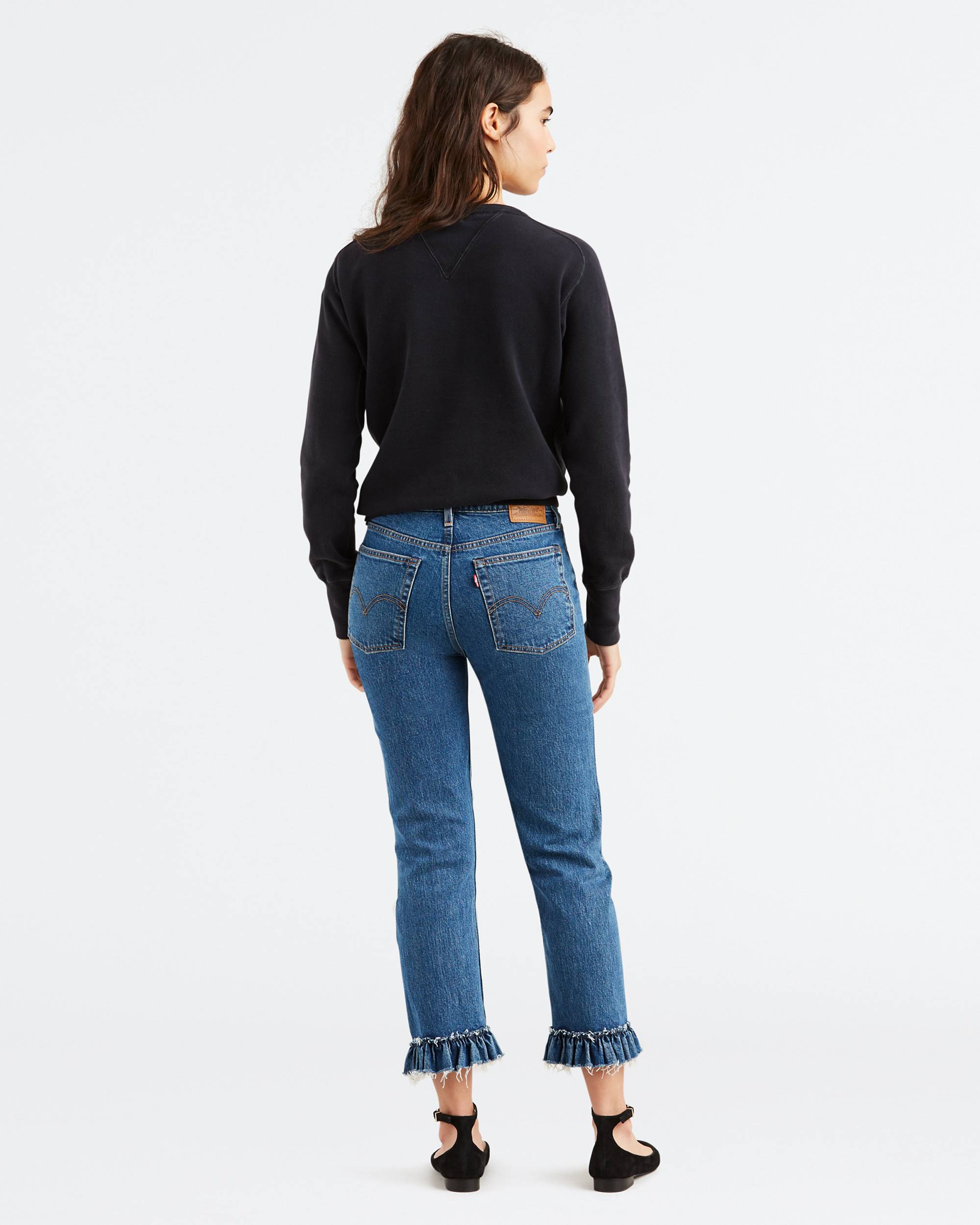 Wedgie Fit Straight Ruffle Hem Women's Jeans 3