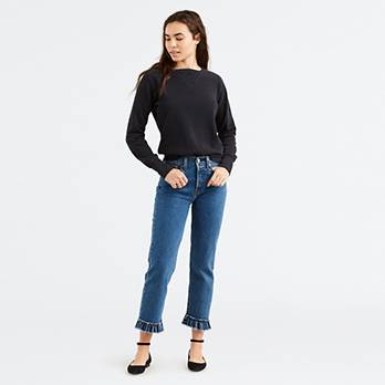 Wedgie Fit Straight Ruffle Hem Women's Jeans 1
