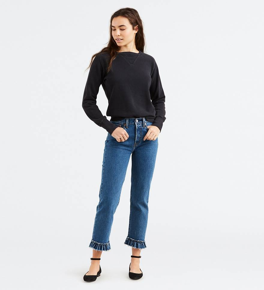 Wedgie Fit Straight Ruffle Hem Women's Jeans 1