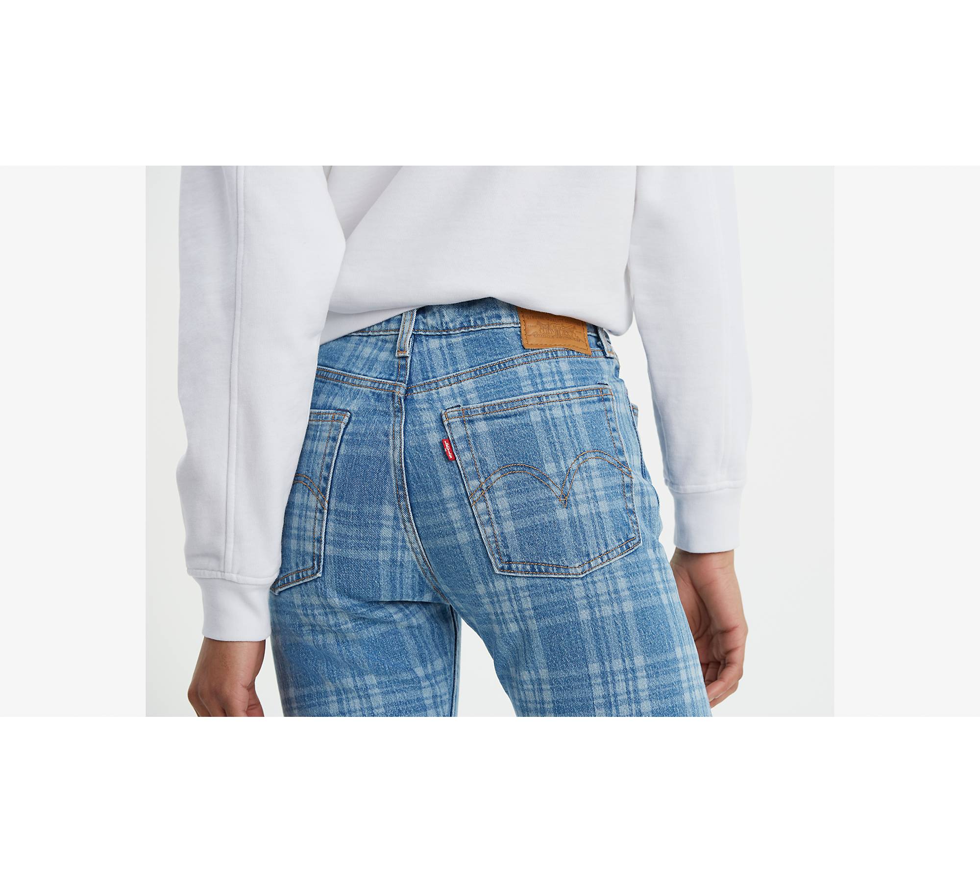 Plaid Wedgie Straight Fit Women's Jeans - Light Wash