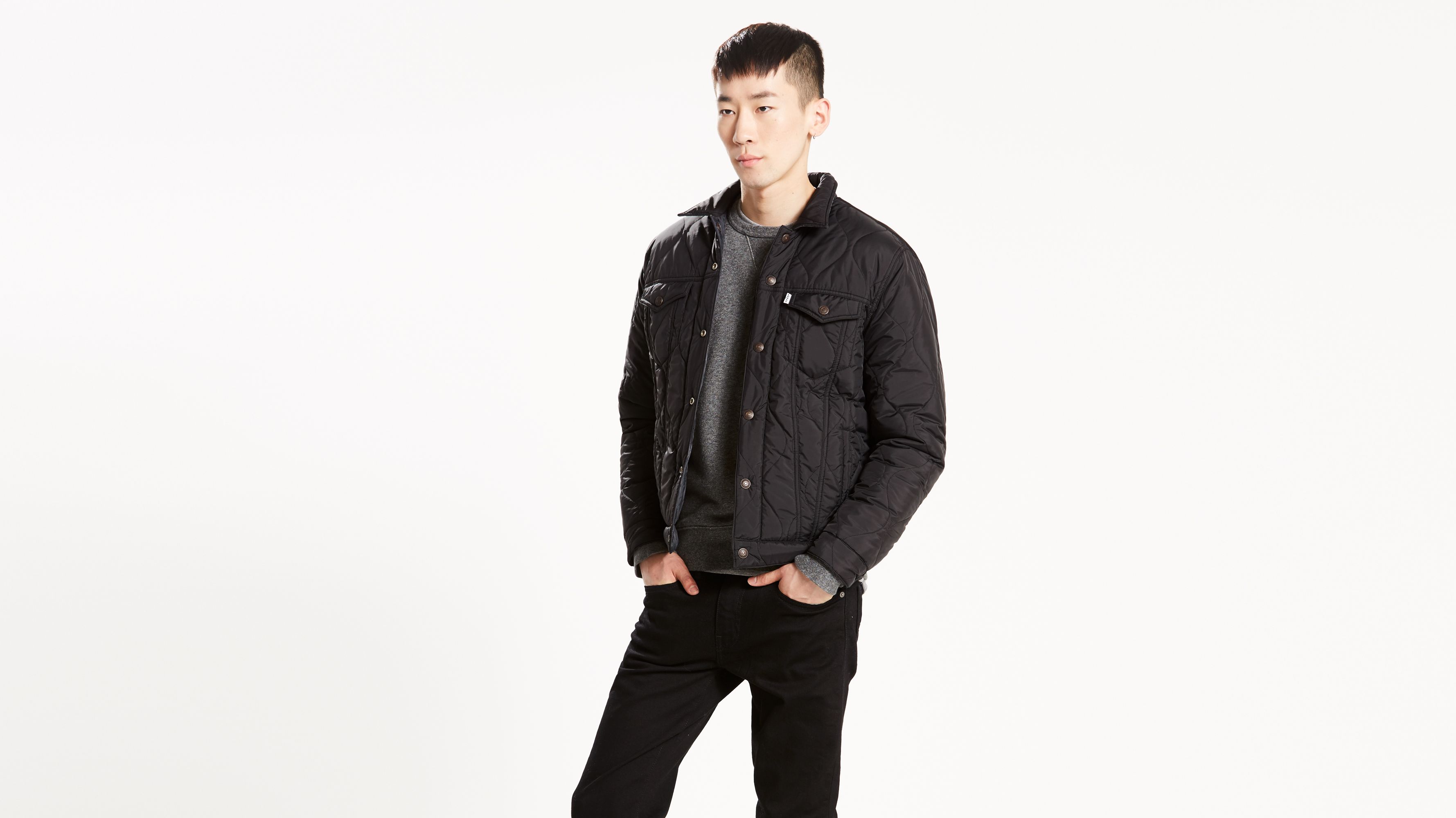 Reversible Quilted Trucker Jacket   Black   Levi's® US