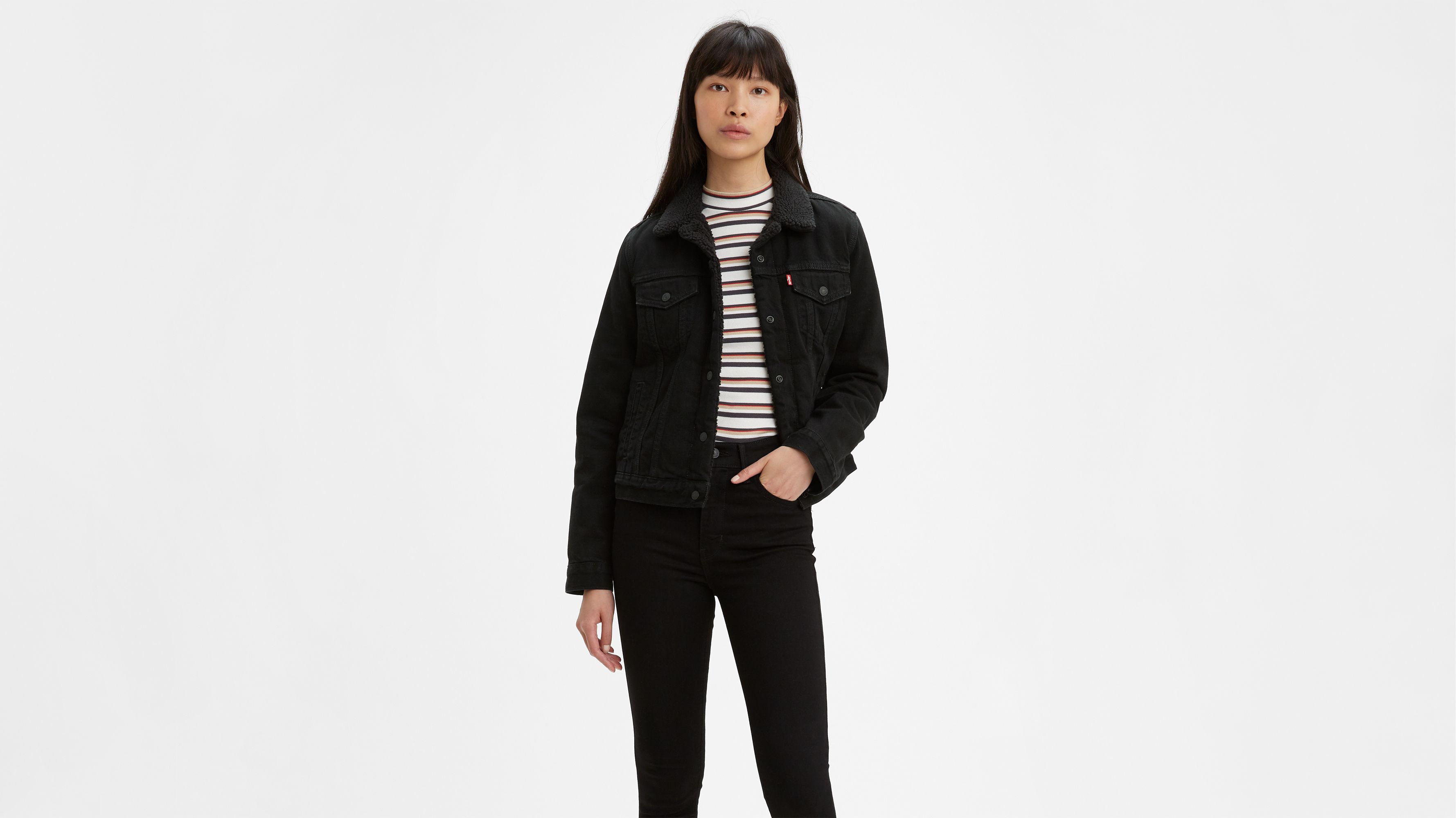 levis black sherpa jacket women's