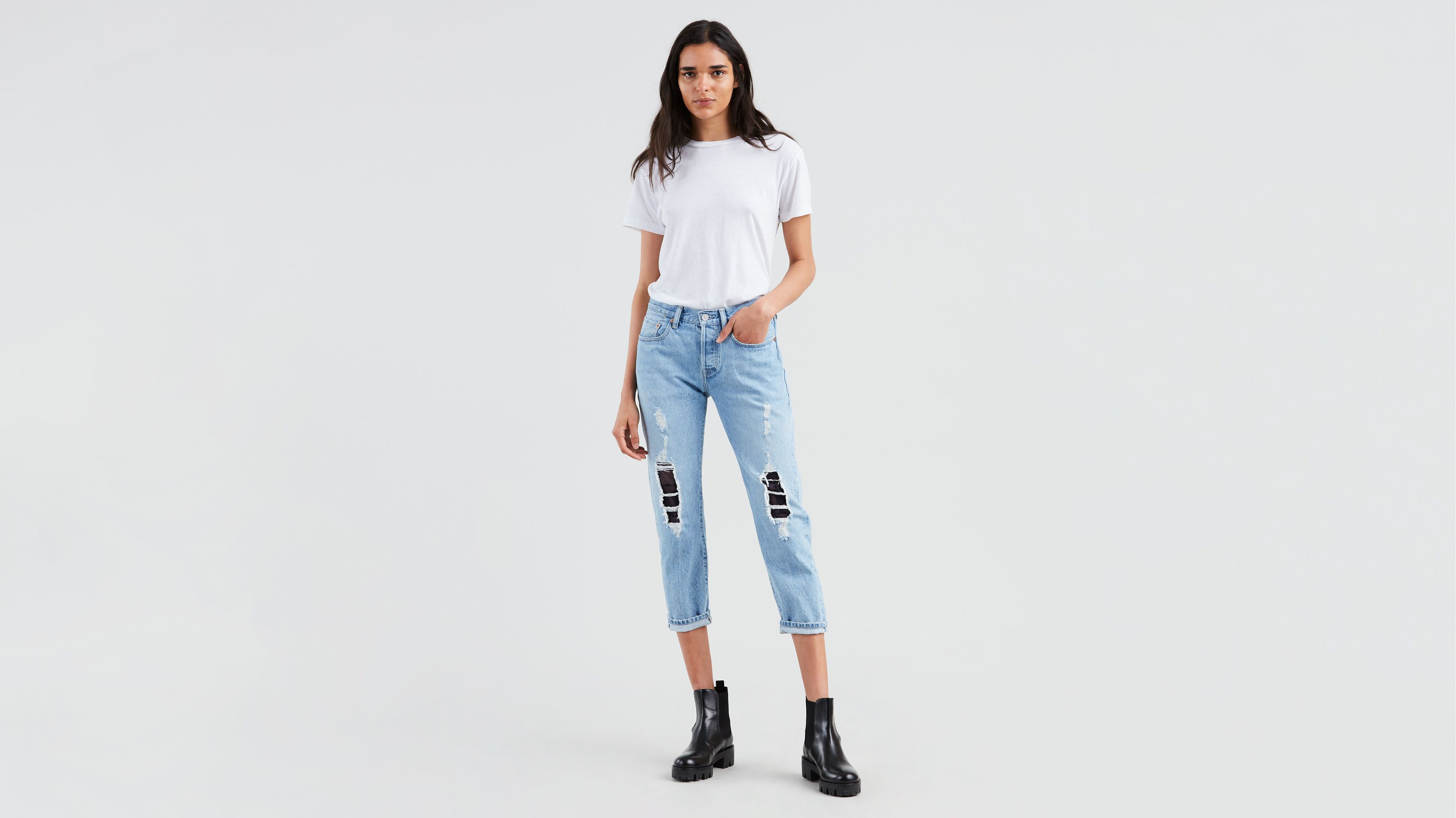 levi's 501 cropped taper jeans