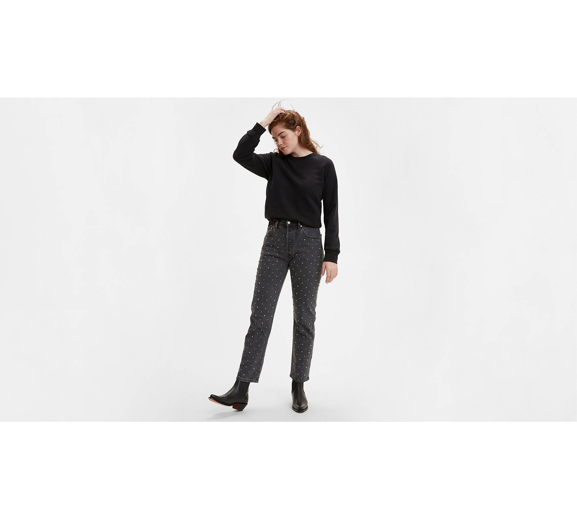 501® Original Cropped Studded Women's Jeans - Black | Levi's® US