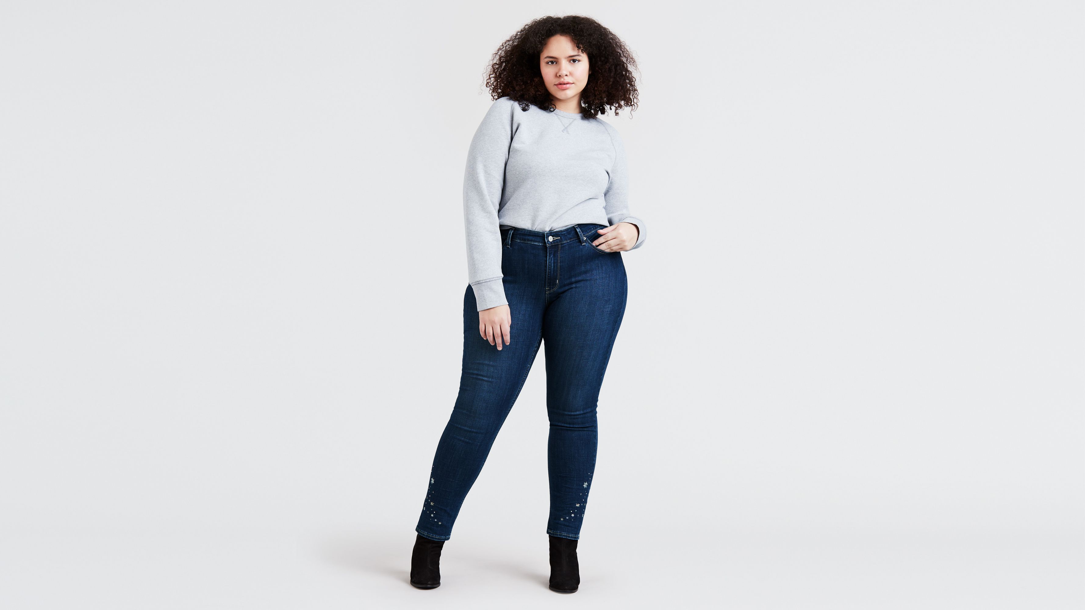 plus size embroidered skinny jeans