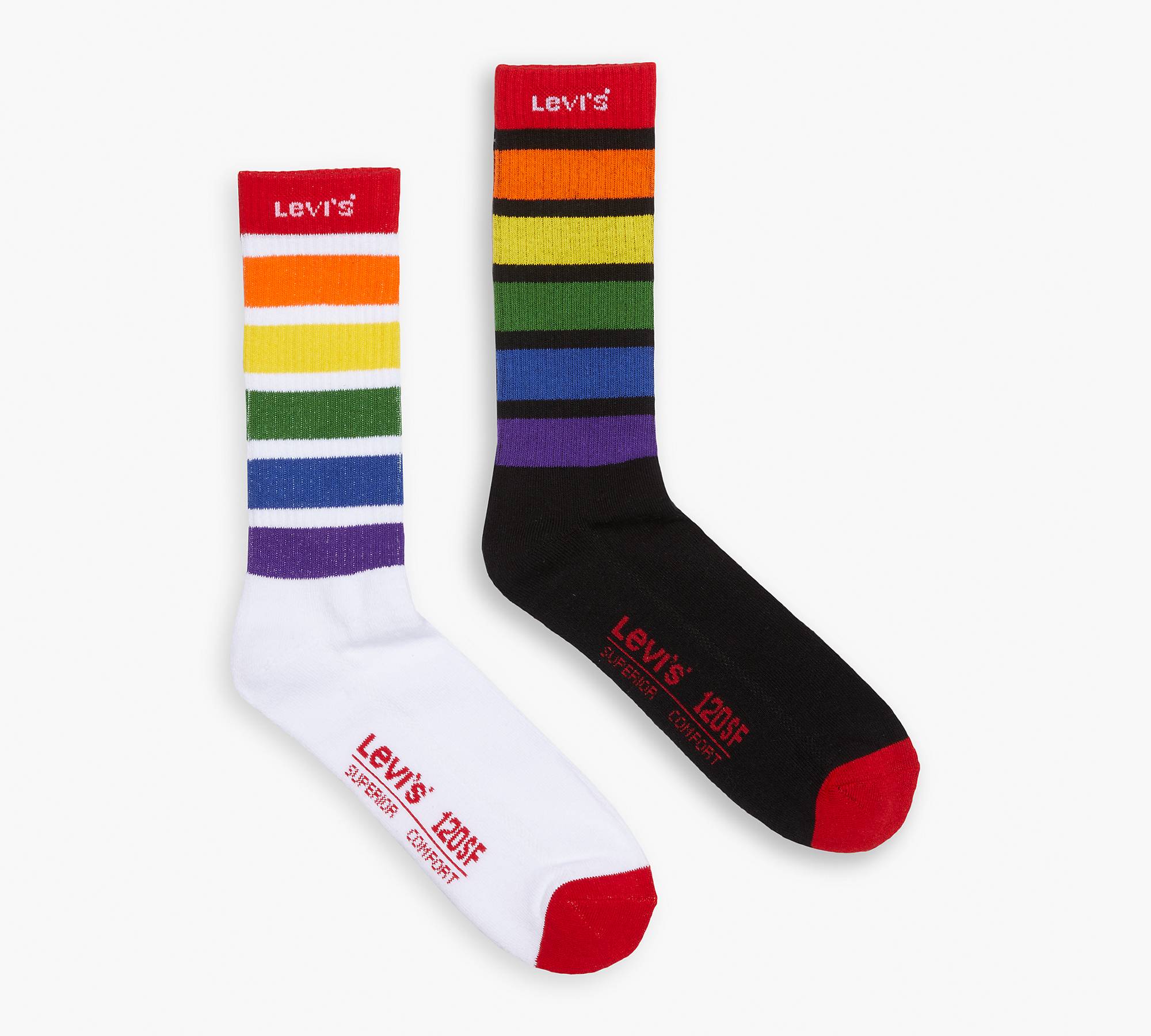 Levi's® Pride 2 Pack Regular Cut Socks - White | Levi's® US