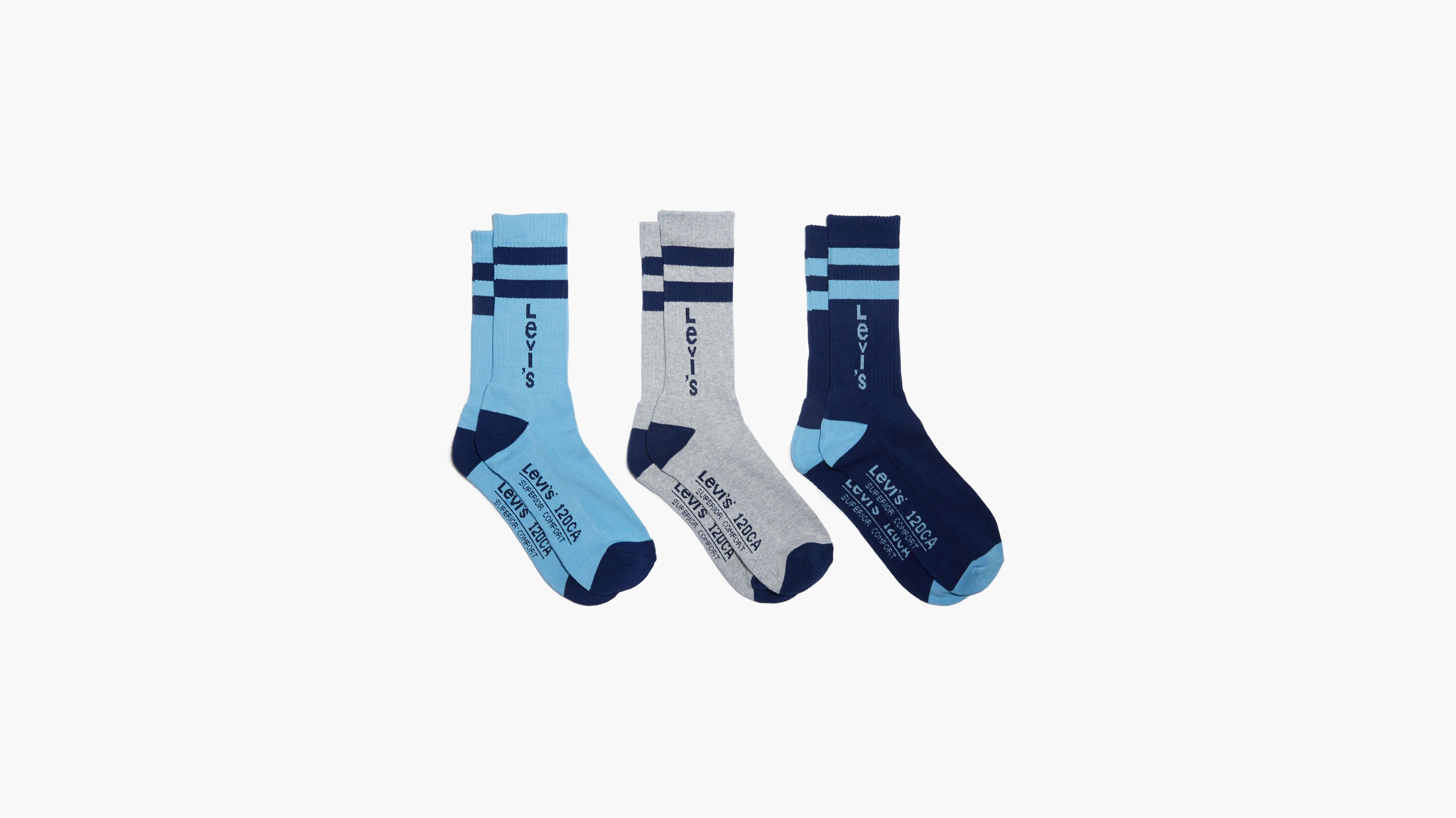 Levi's® 3-pack Sport Stripe Socks - Blue | Levi's® US