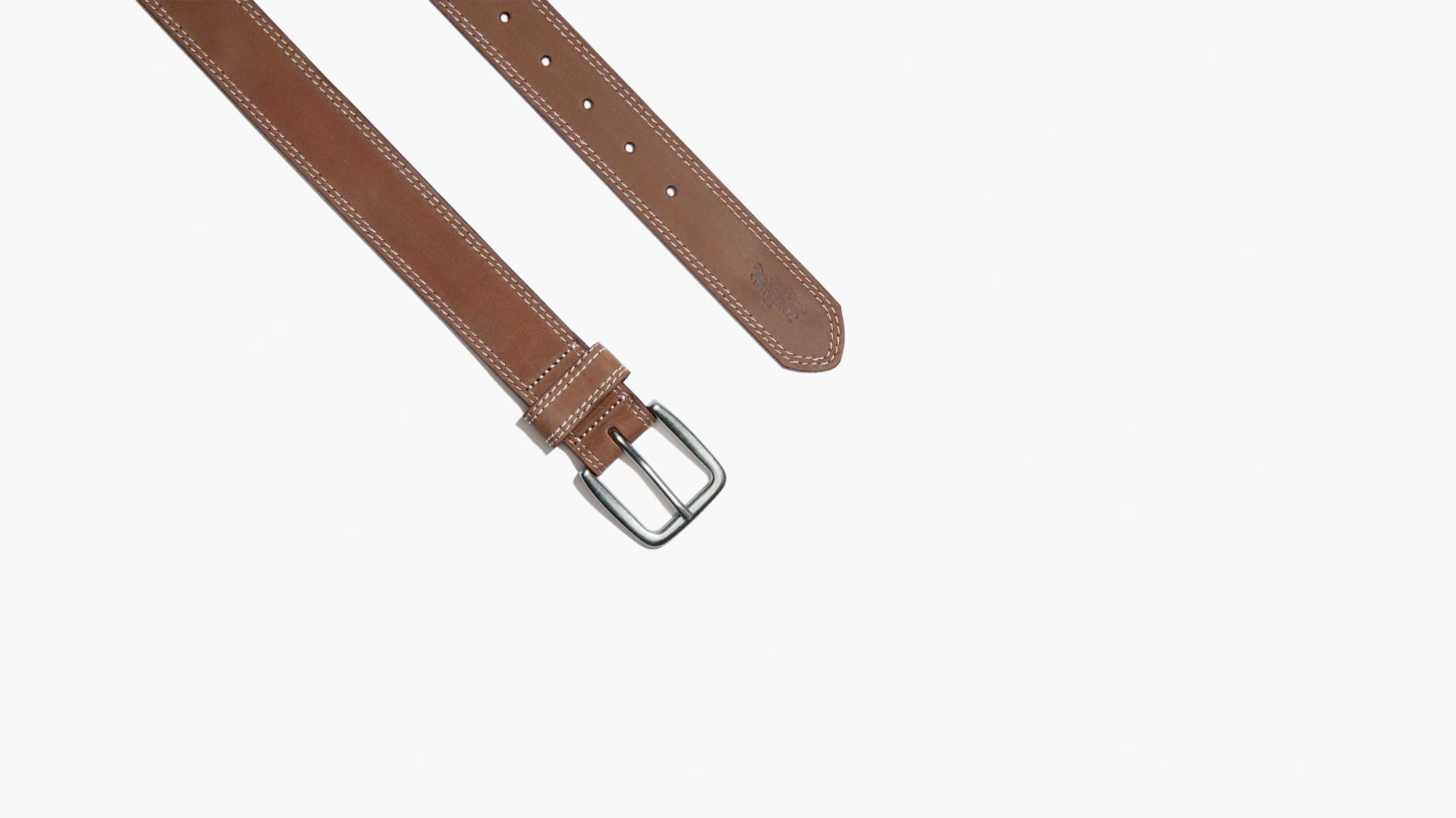 Le Camp brown leather belt contrast stitching