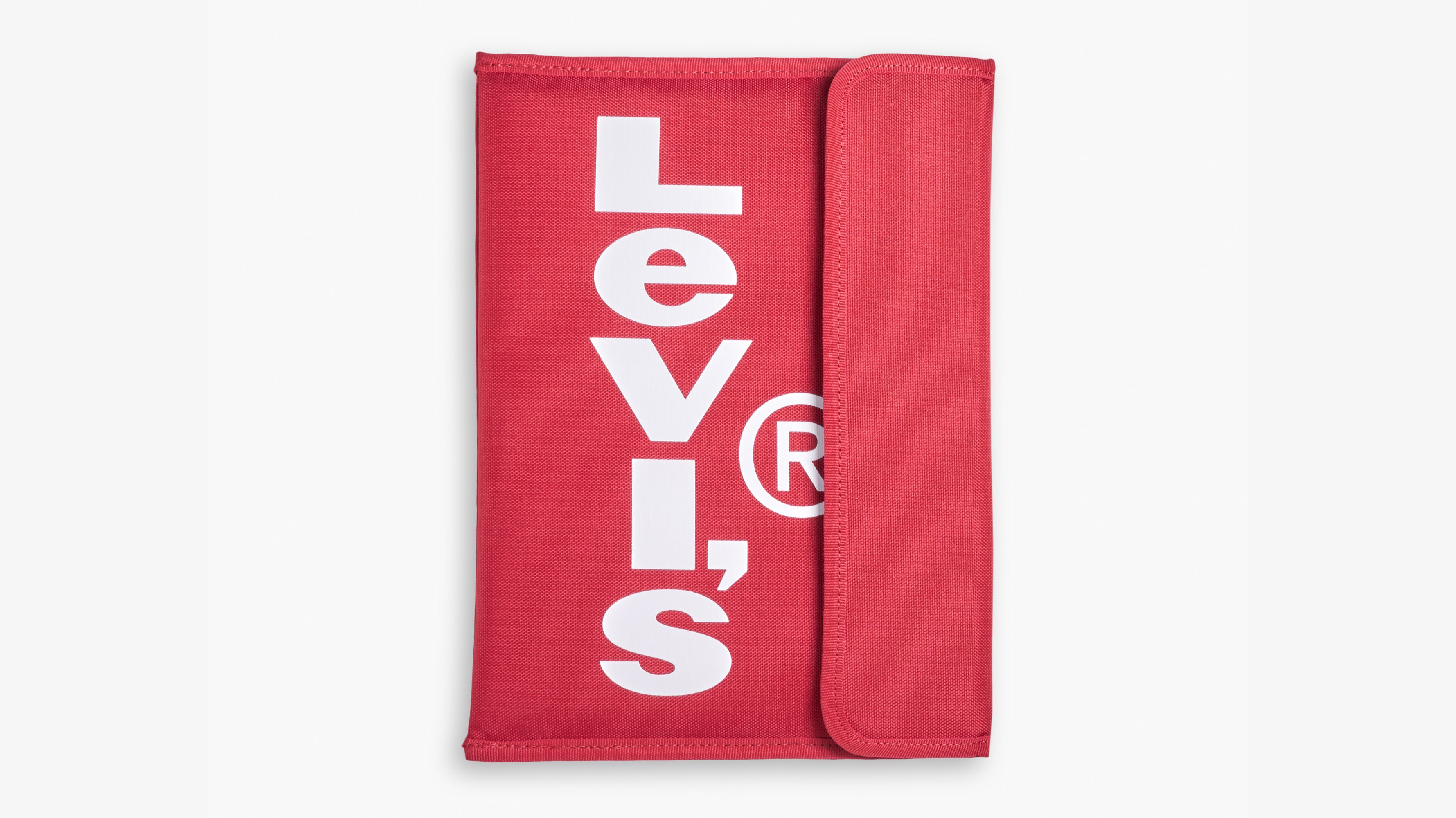 Oversized Red Tab Tech Pouch With Flap