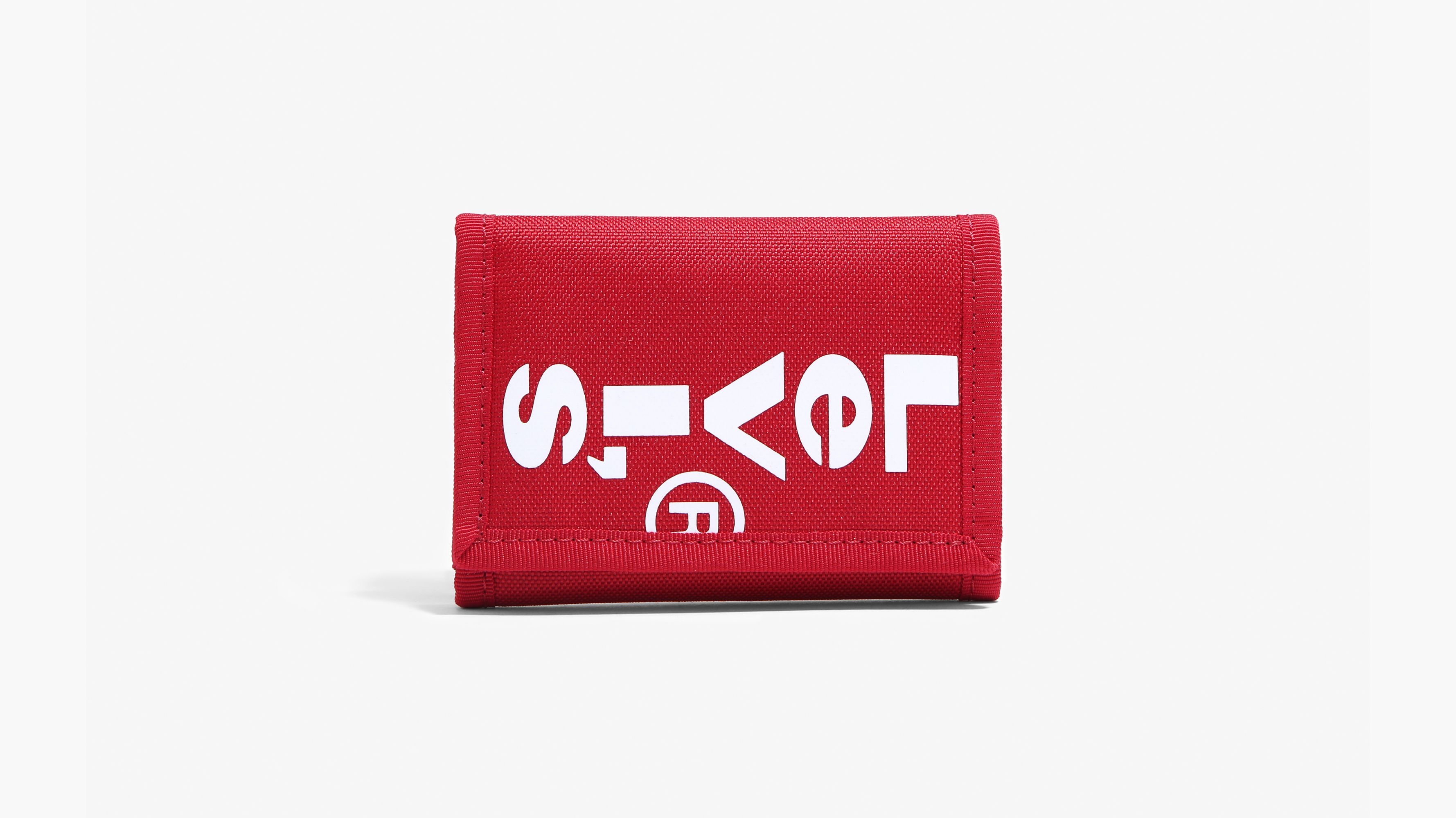 Oversized Red Tab Trifold Wallet - Red 
