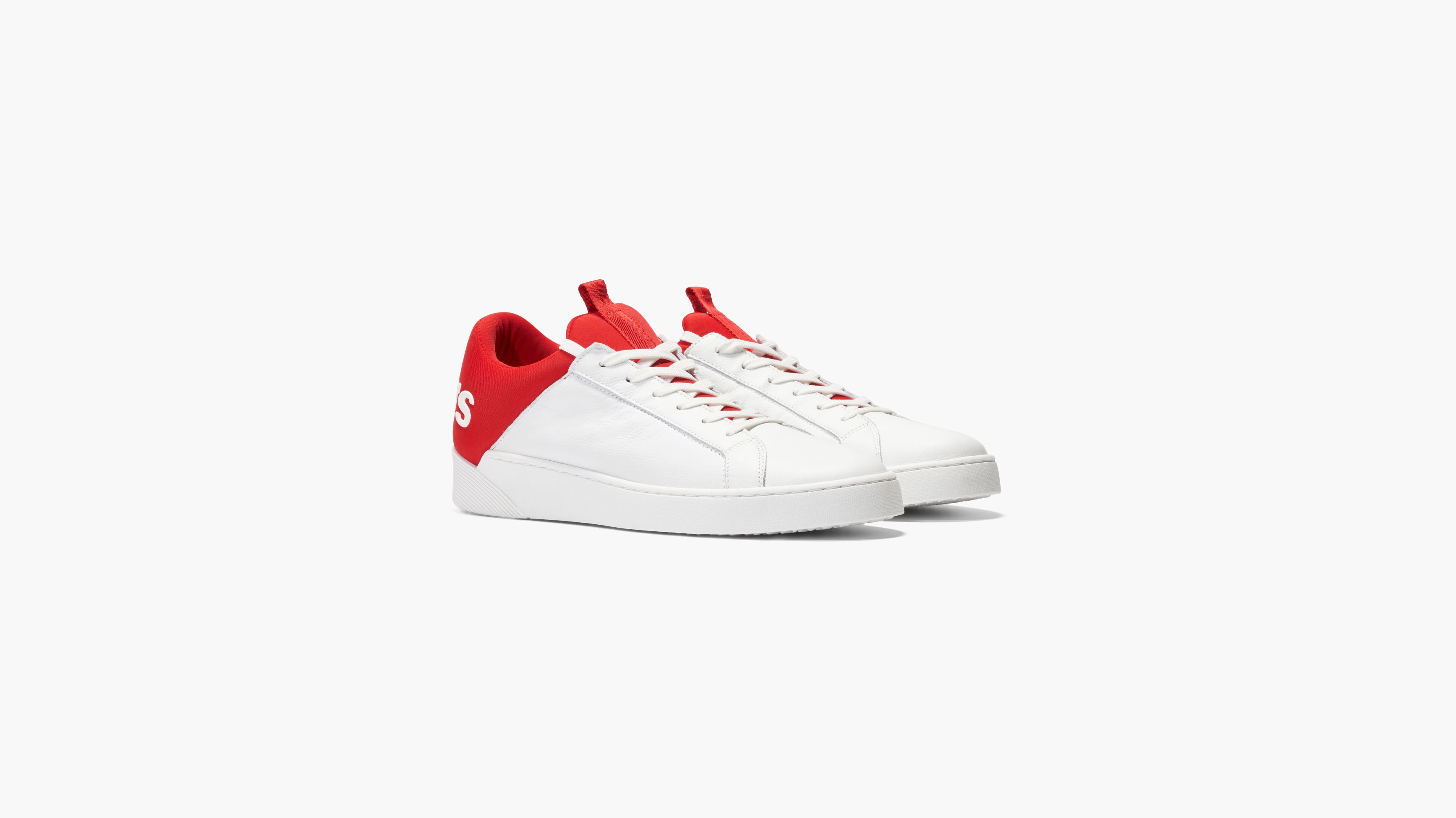 red and white levi shoes