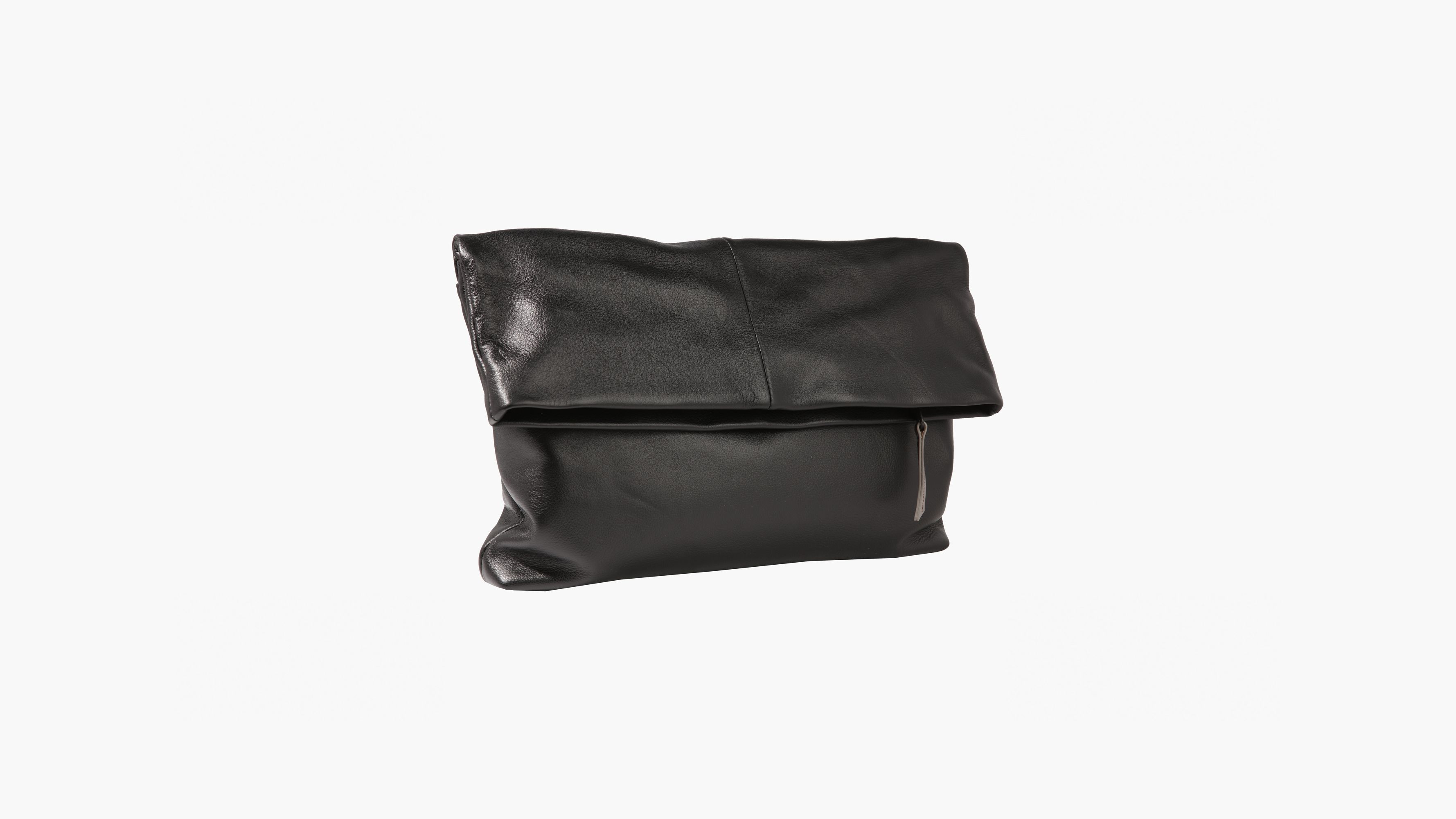 Leather fold over deals clutch bag