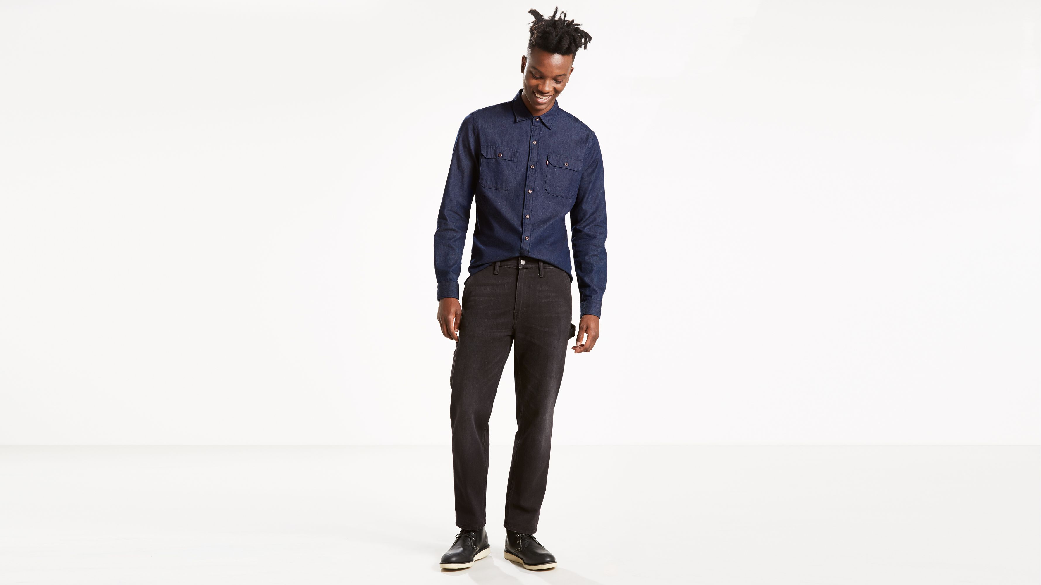 Levis Blue Striped Stay Loose Carpenter Trousers Levis