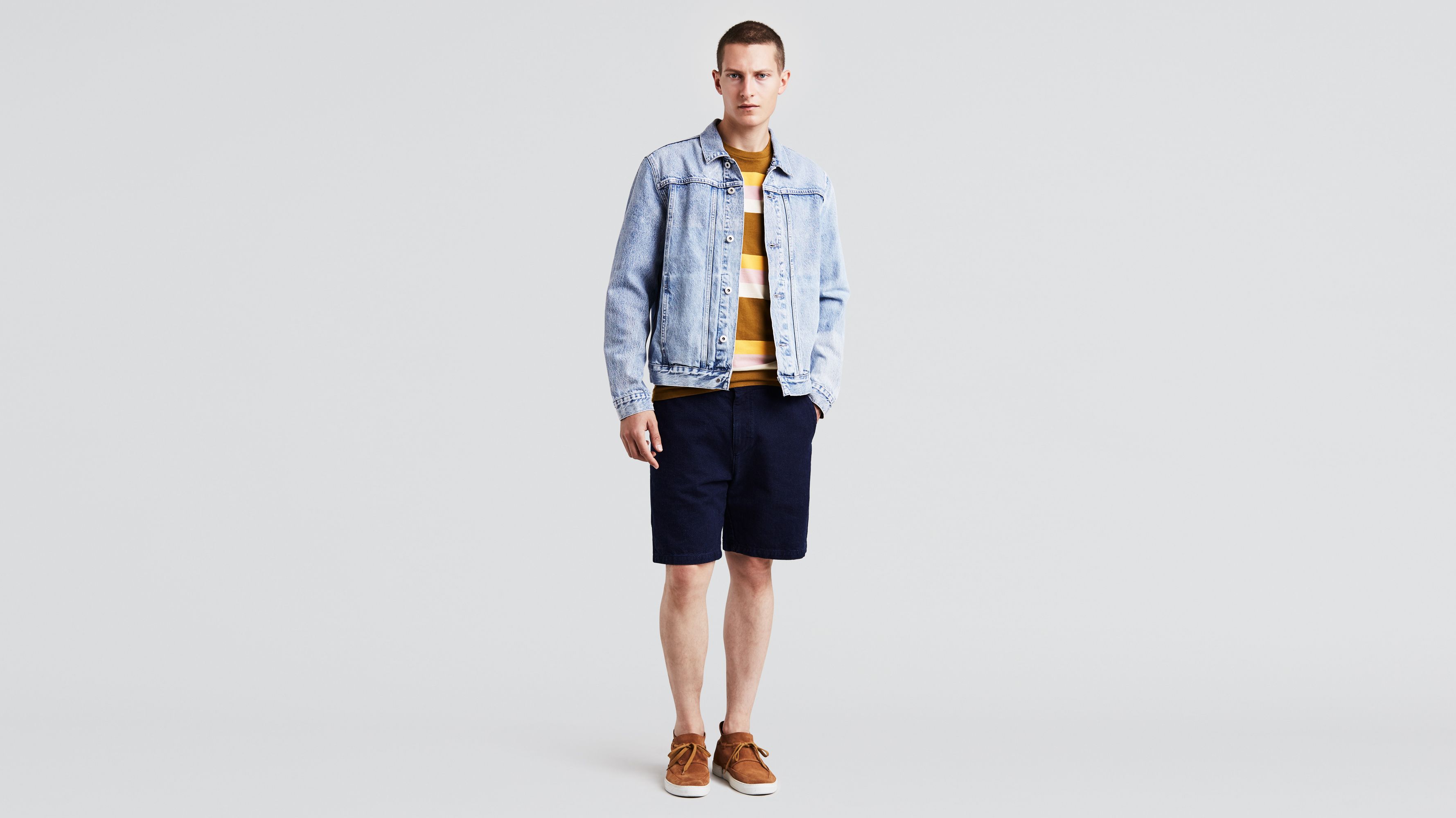 Denim jacket hotsell with shorts guys