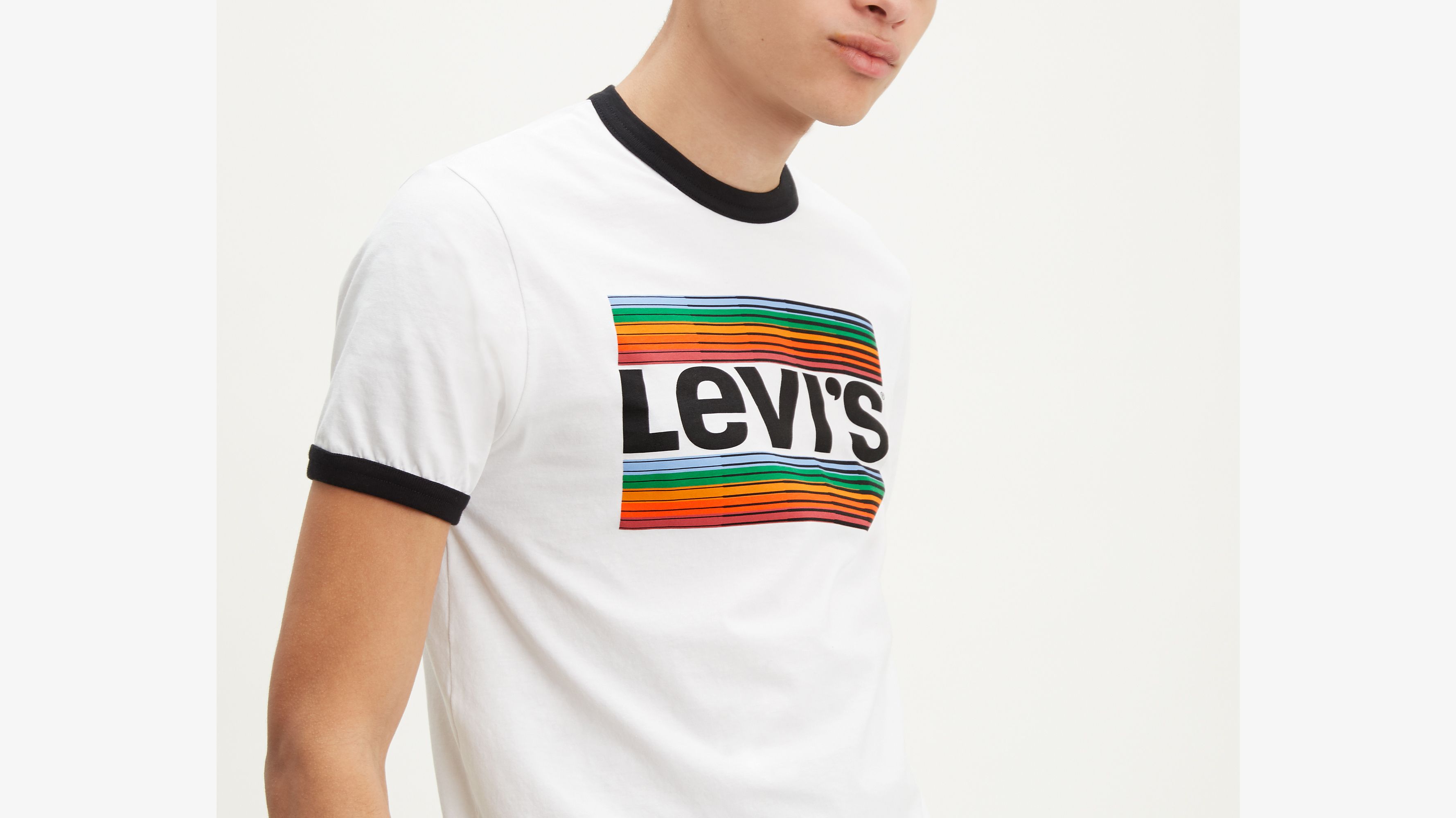 Levi's® Stripe Sportswear Logo Ringer Tee Shirt - White