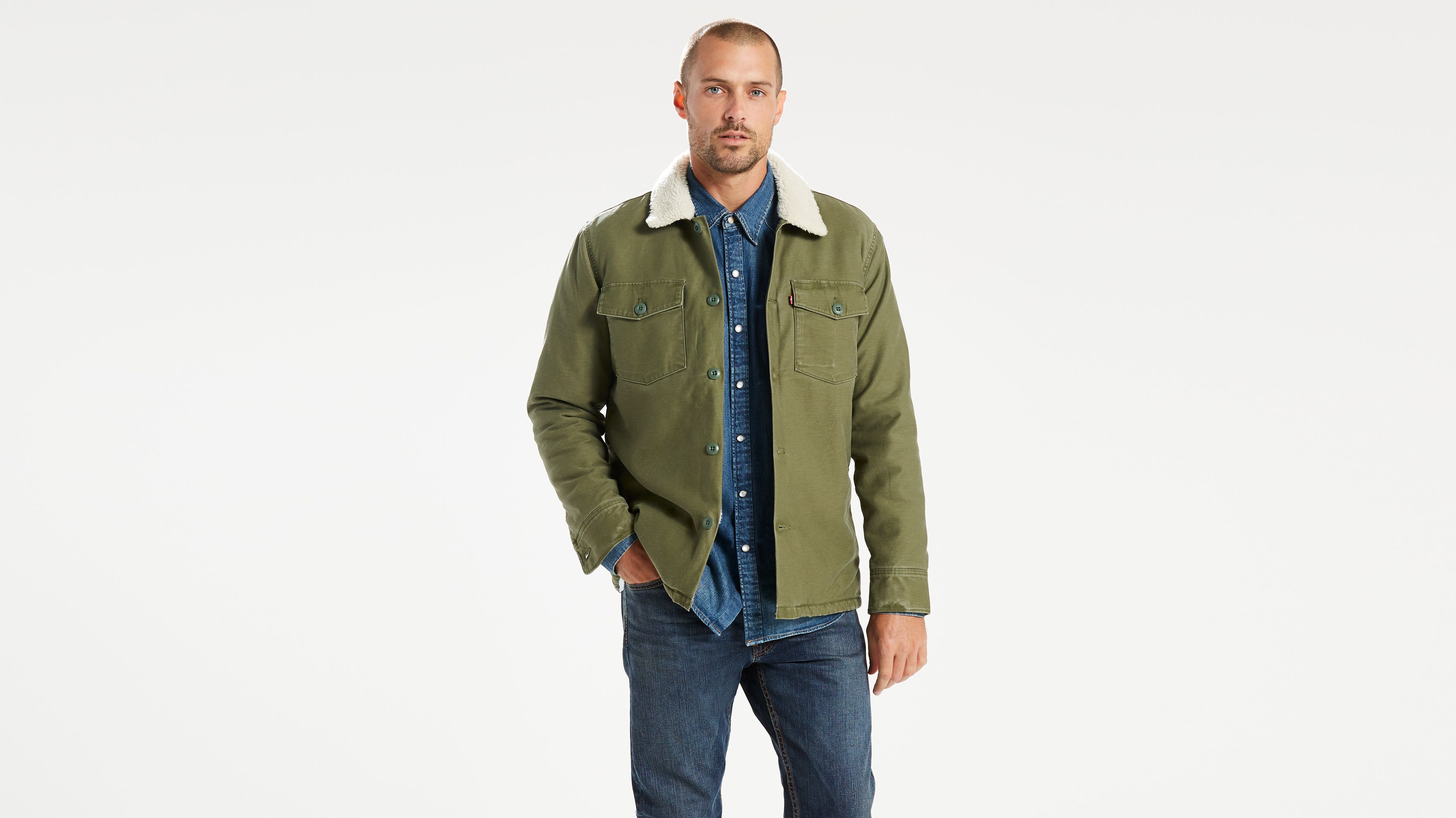 Sherpa Military Shirt Jacket - Green 