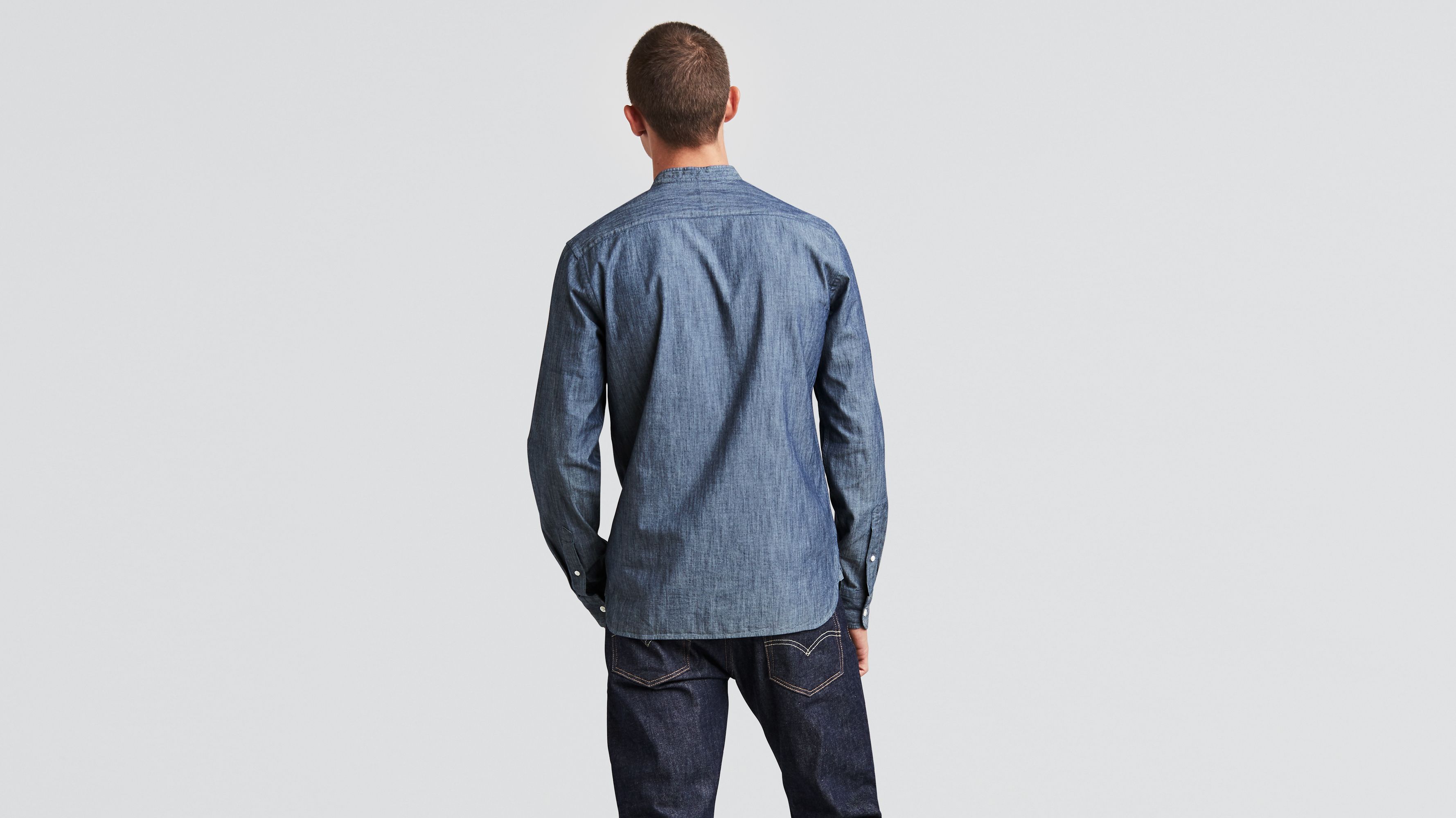Plain Full Sleeves Chinese Collar Denim Shirt, Size: Small to XXXl at Rs  350 in Bhopal