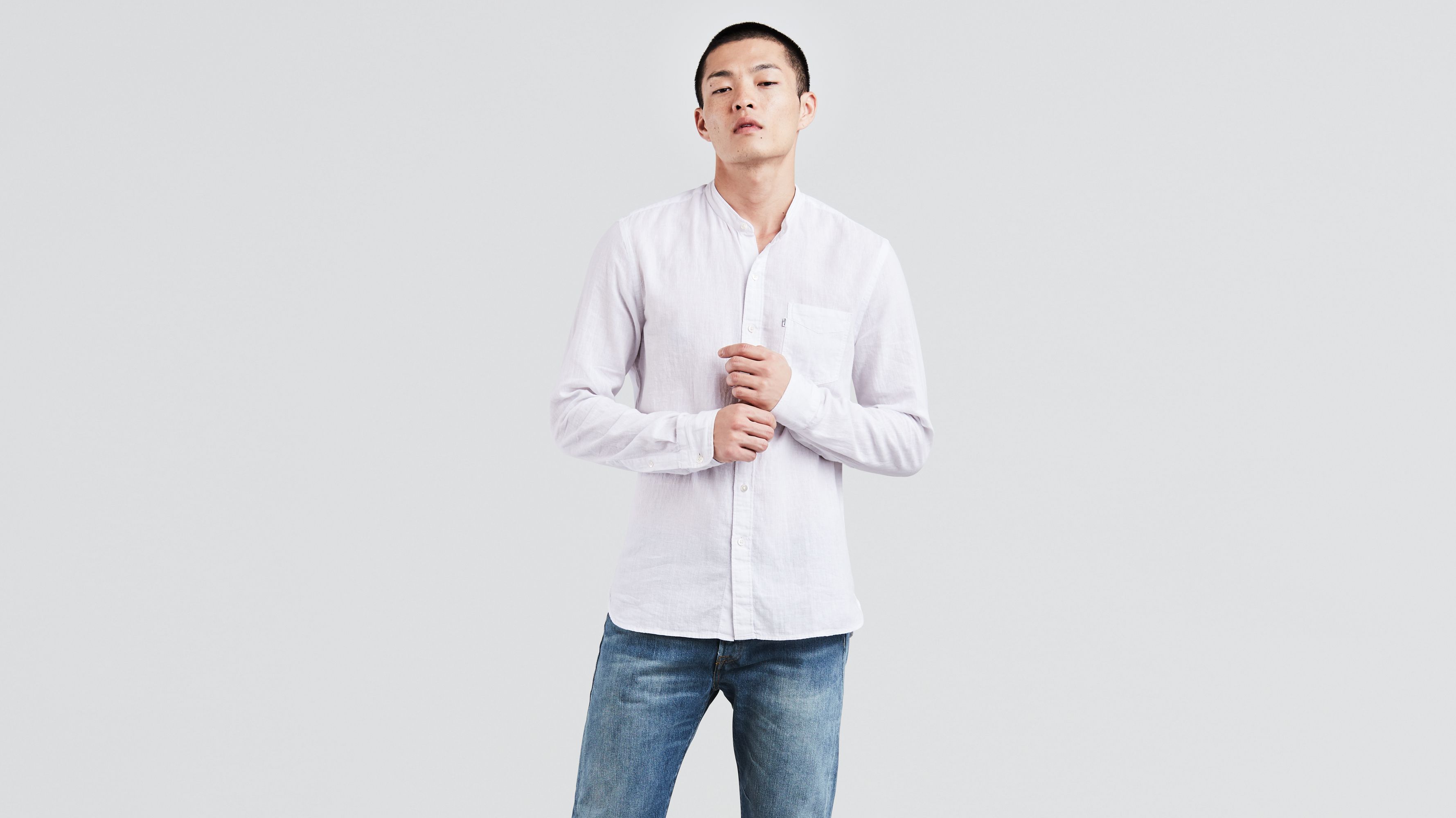 Mandarin Collar One Pocket Shirt 