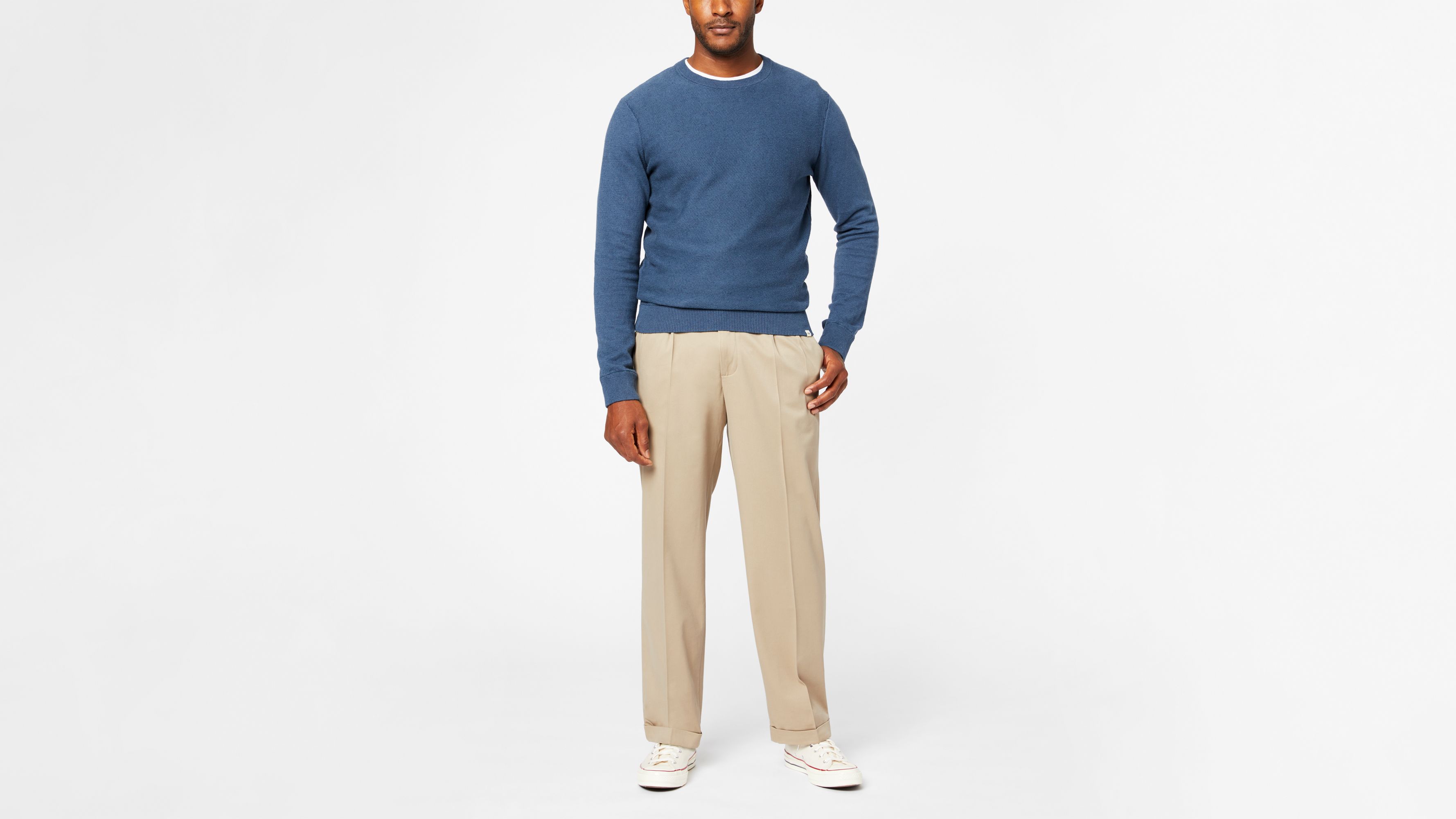 Men's Comfort Khaki Pleated Pants 