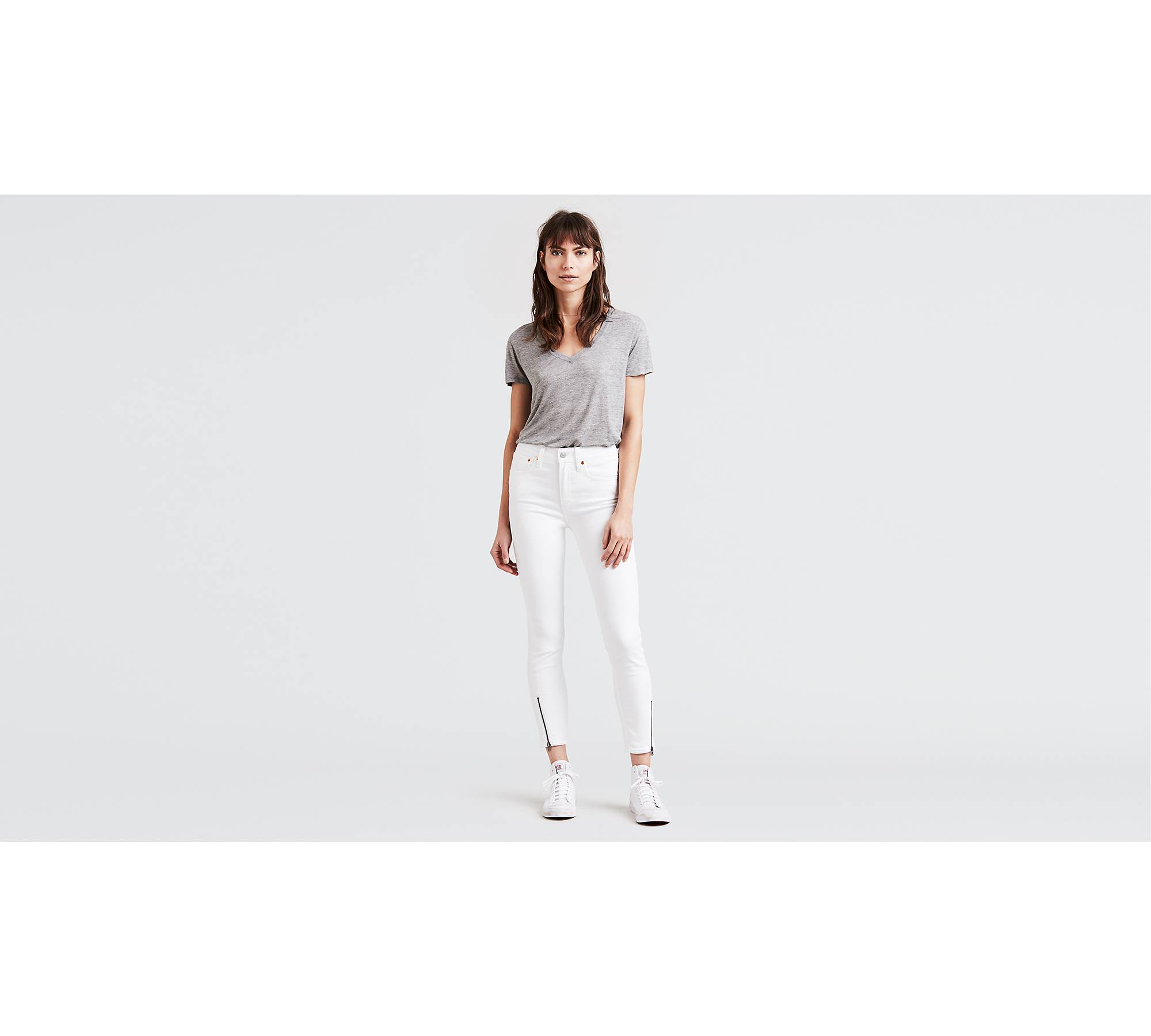 721 High Rise Altered Zip Skinny Women's Jeans - White | Levi's® US