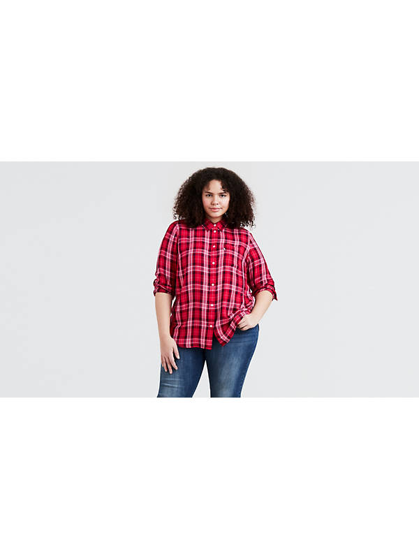 Ryan One Pocket Boyfriend Shirt (plus Size) - Red | Levi's® US