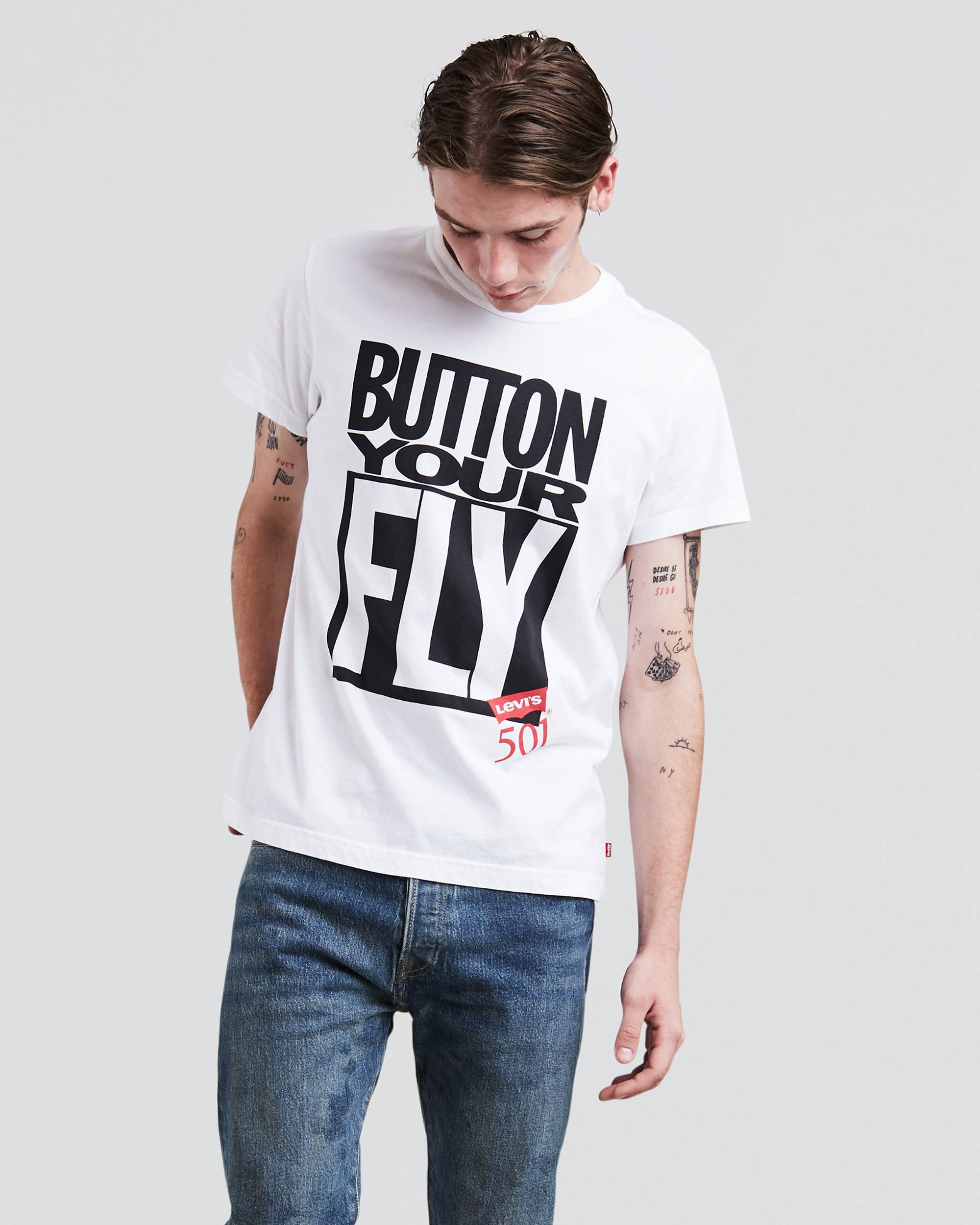 Button Your Fly Tee Shirt 1
