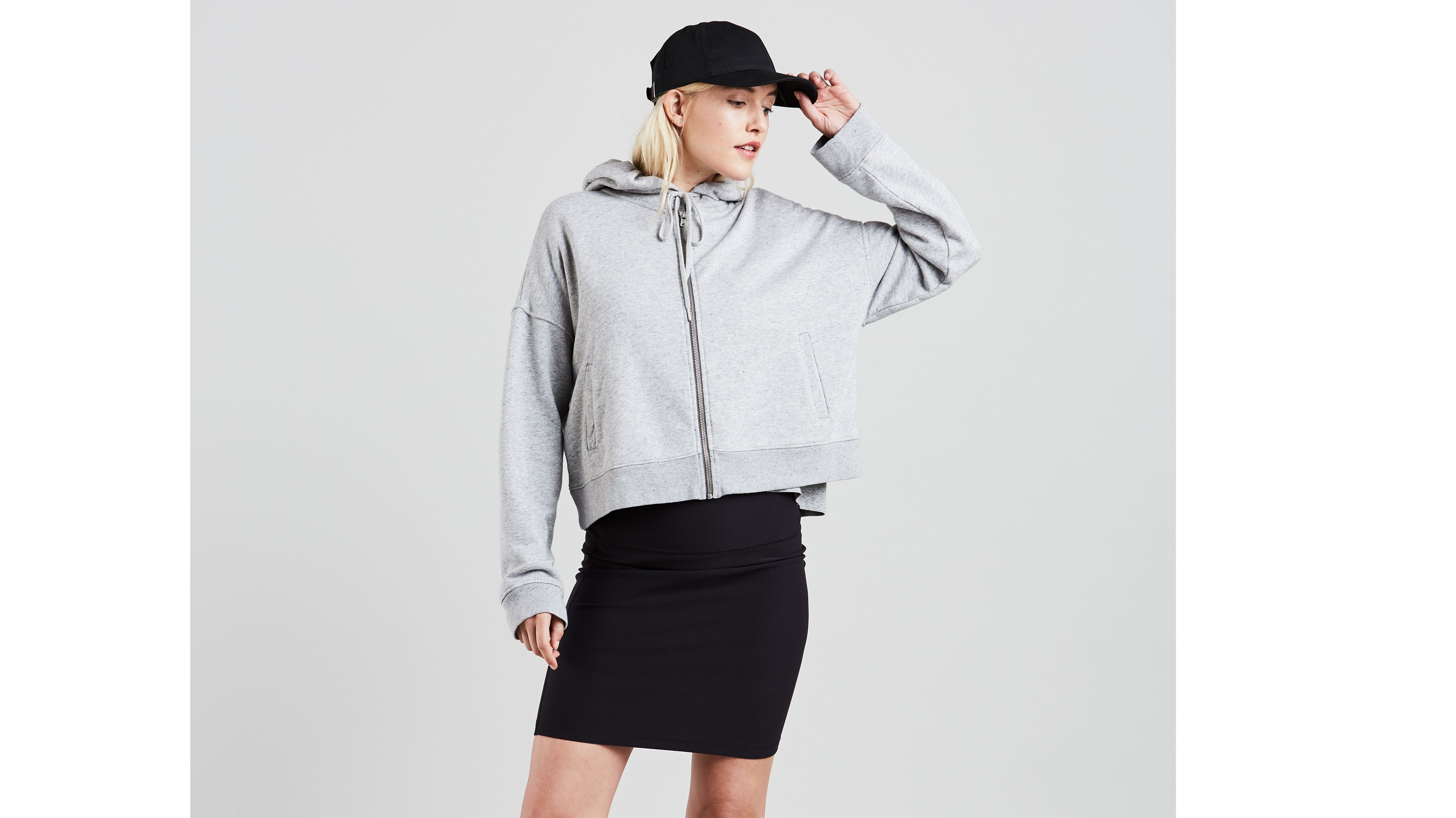 Grey zip up online crop top