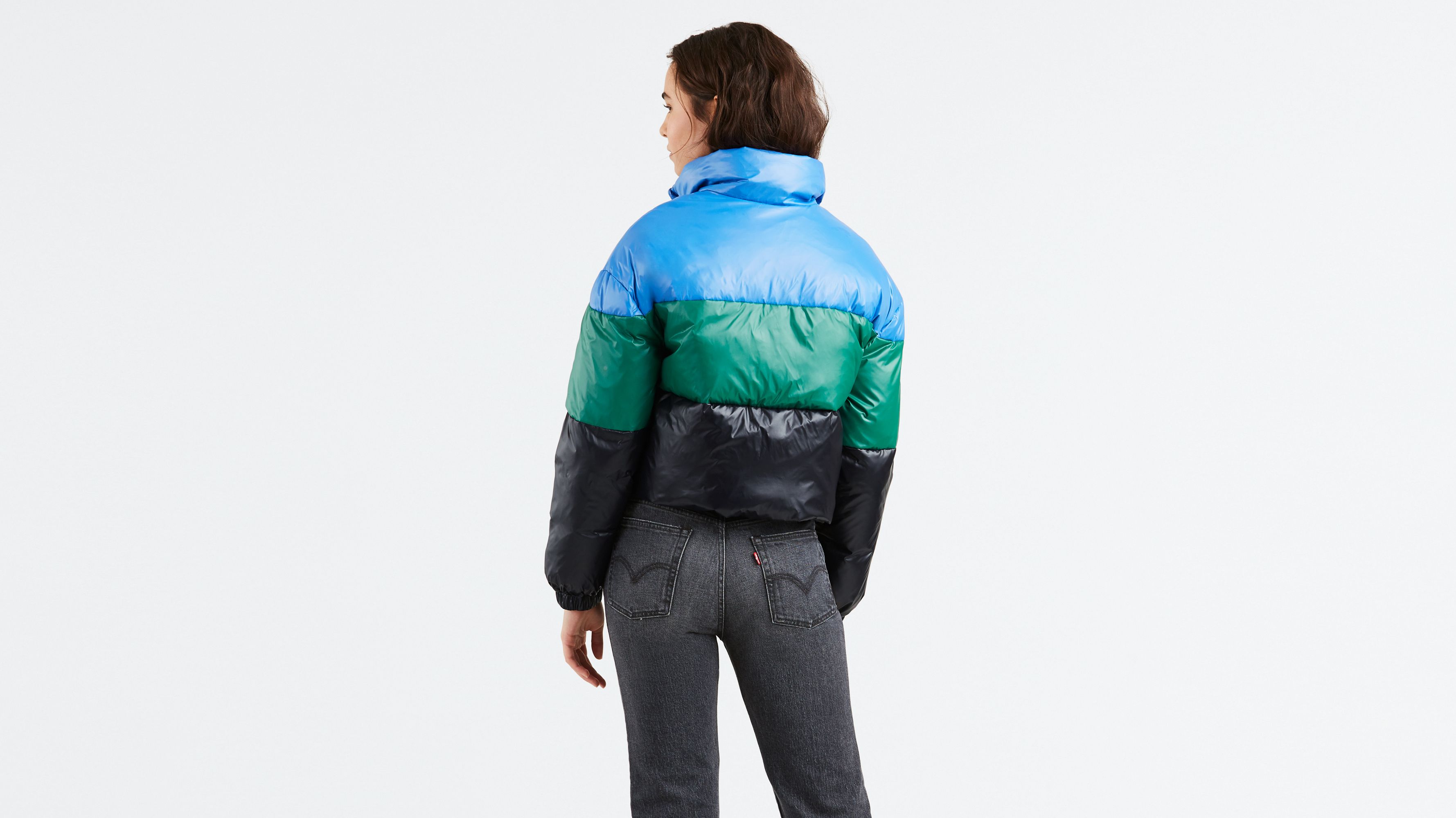Cropped Puffer Jacket - Multi-color 