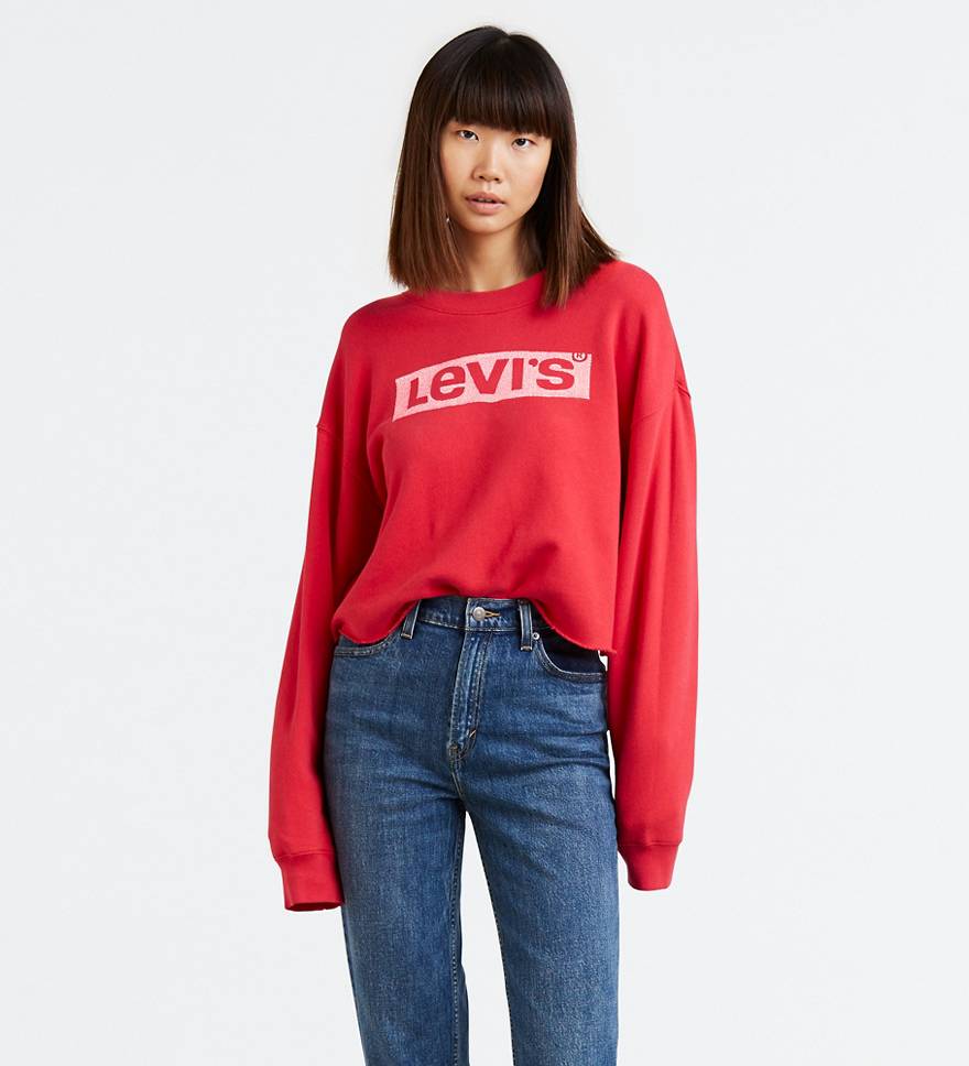 Graphic Raw Cut Hem Sweatshirt - Red | Levi's® US
