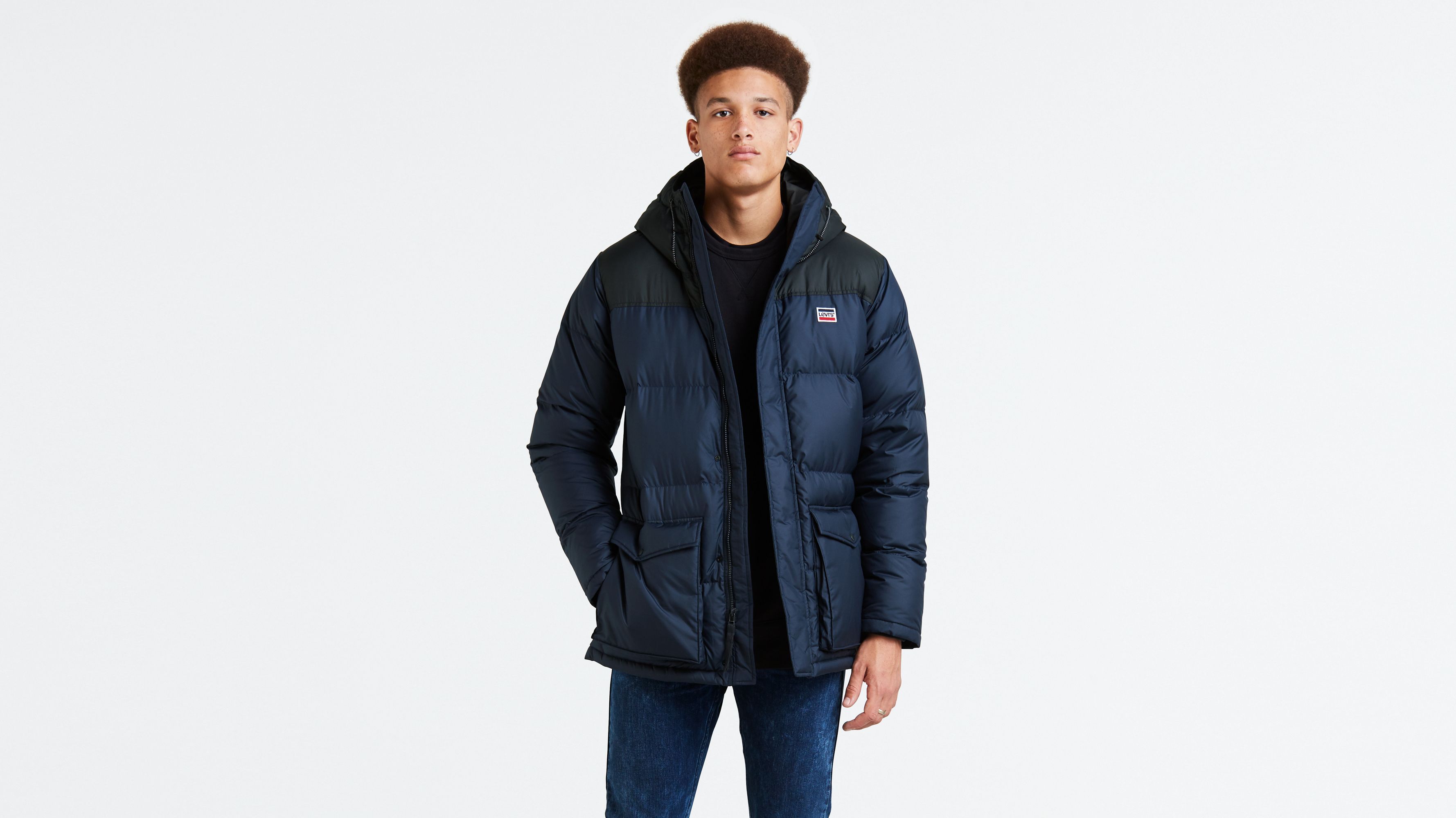 Shop Levis Navy Blue Men's Puffer Jacket