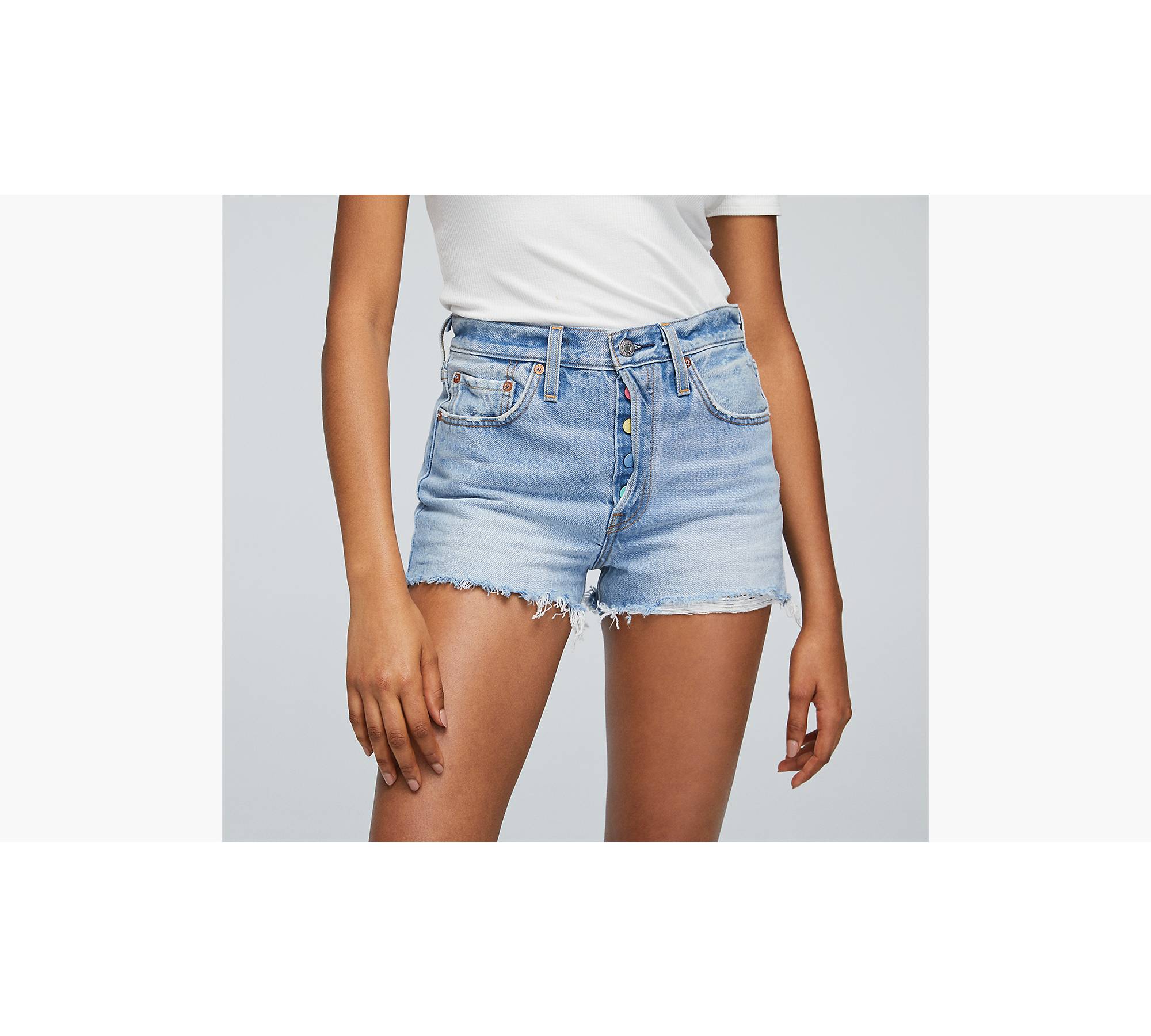 501® Button Your Fly High Rise Shorts - Light Wash