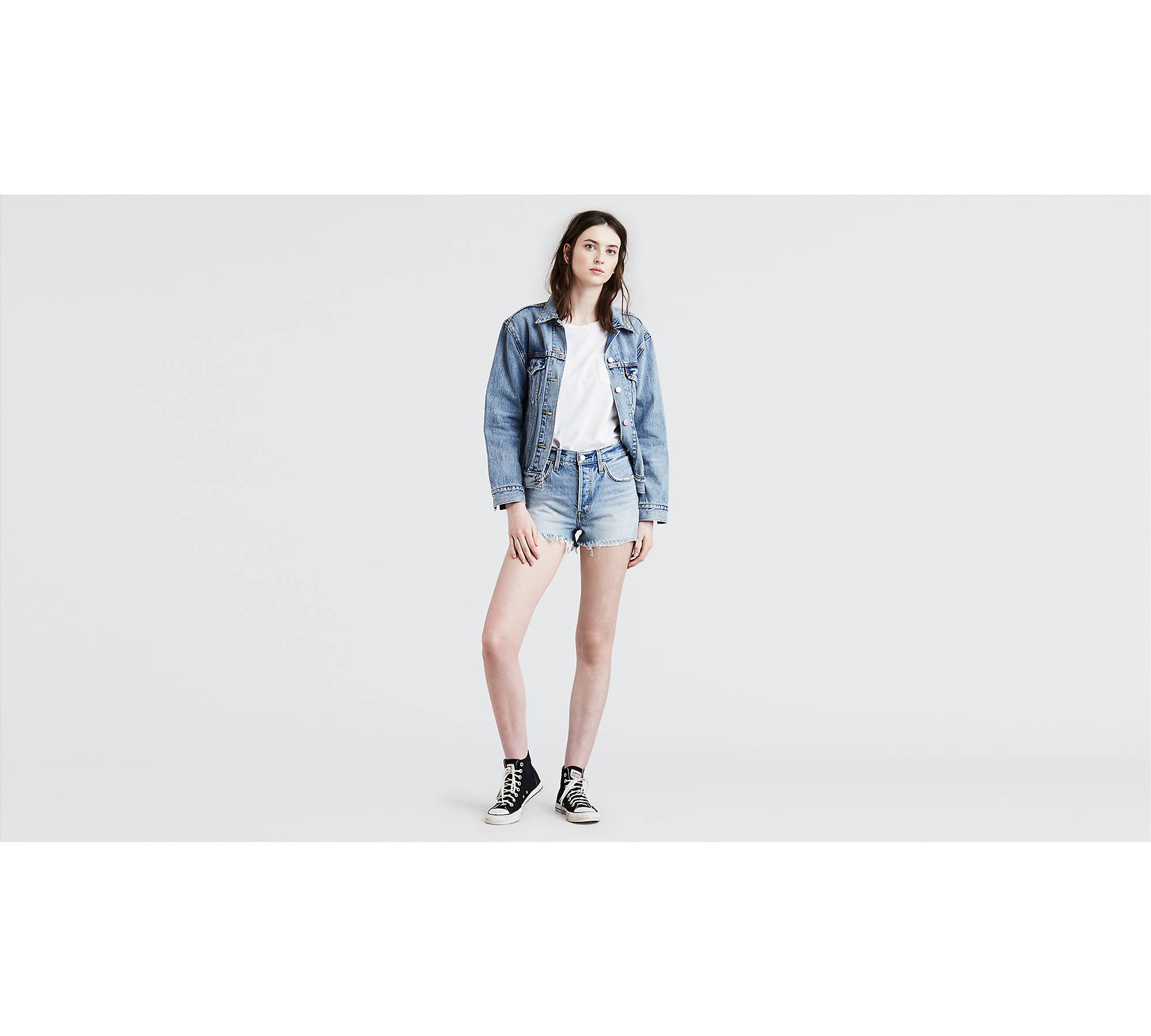 501® Button Your Fly High Rise Shorts - Light Wash | Levi's® US