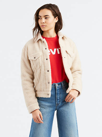 All Over Sherpa Trucker Jacket - White | Levi's® US