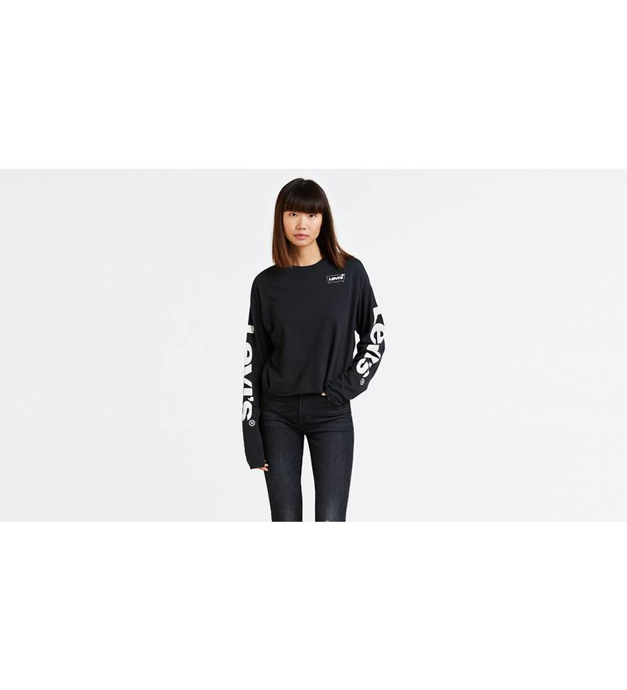 Graphic Cropped Long Sleeve Tee Shirt - Black | Levi's® US