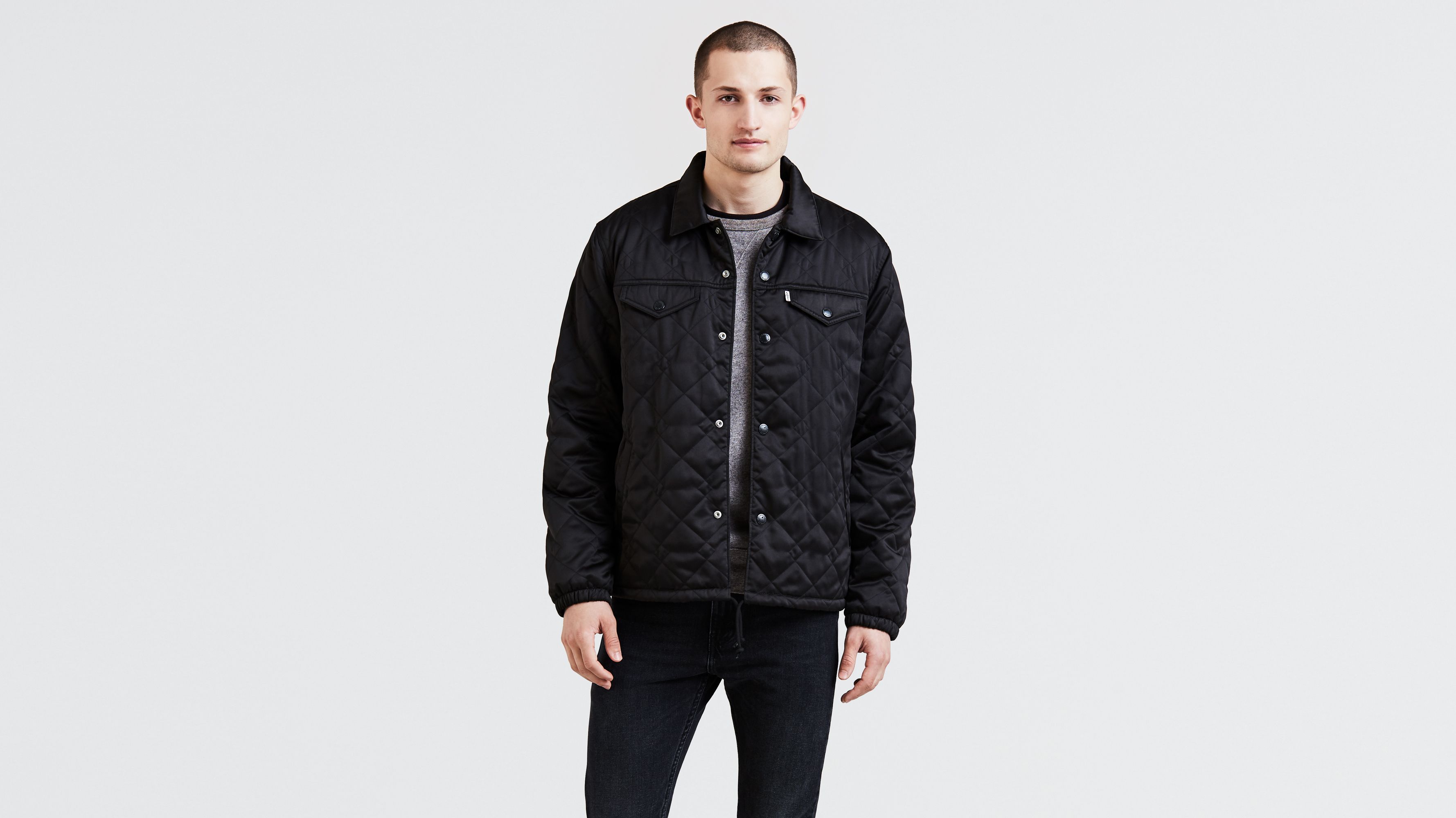 Quilted Coach's Trucker Jacket - Black 