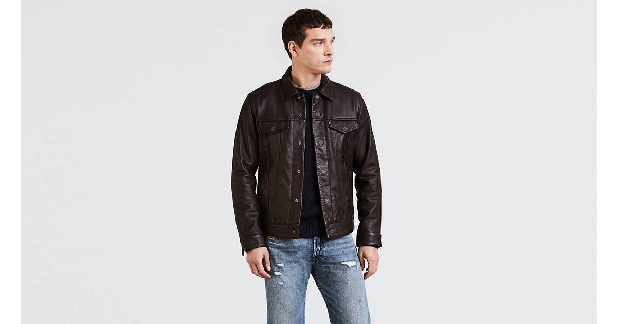 Leather Trucker Jacket - Brown | Levi's® CA