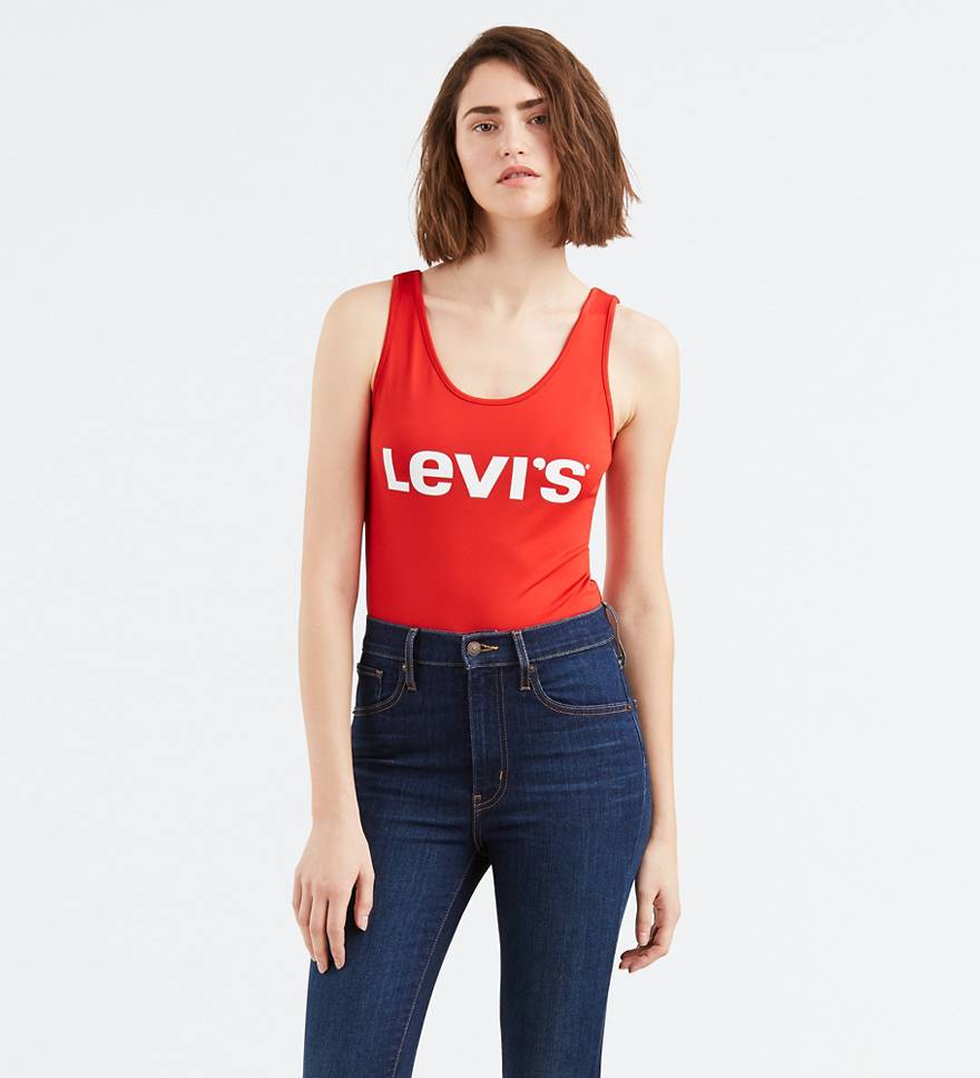 horisont Temerity Skriv en rapport Levi's® Logo Bodysuit - Red | Levi's® US