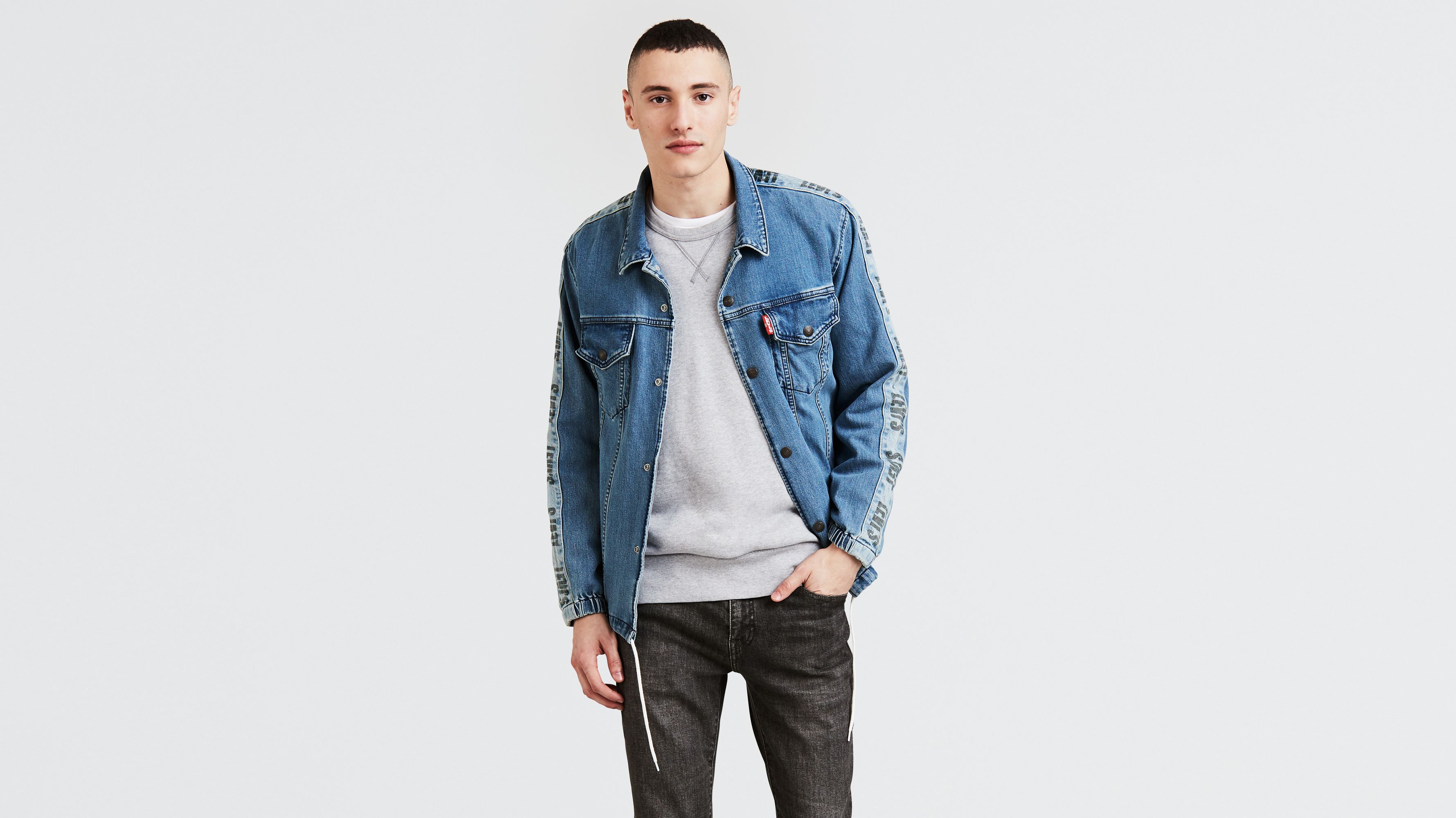 Denim hotsell track jacket