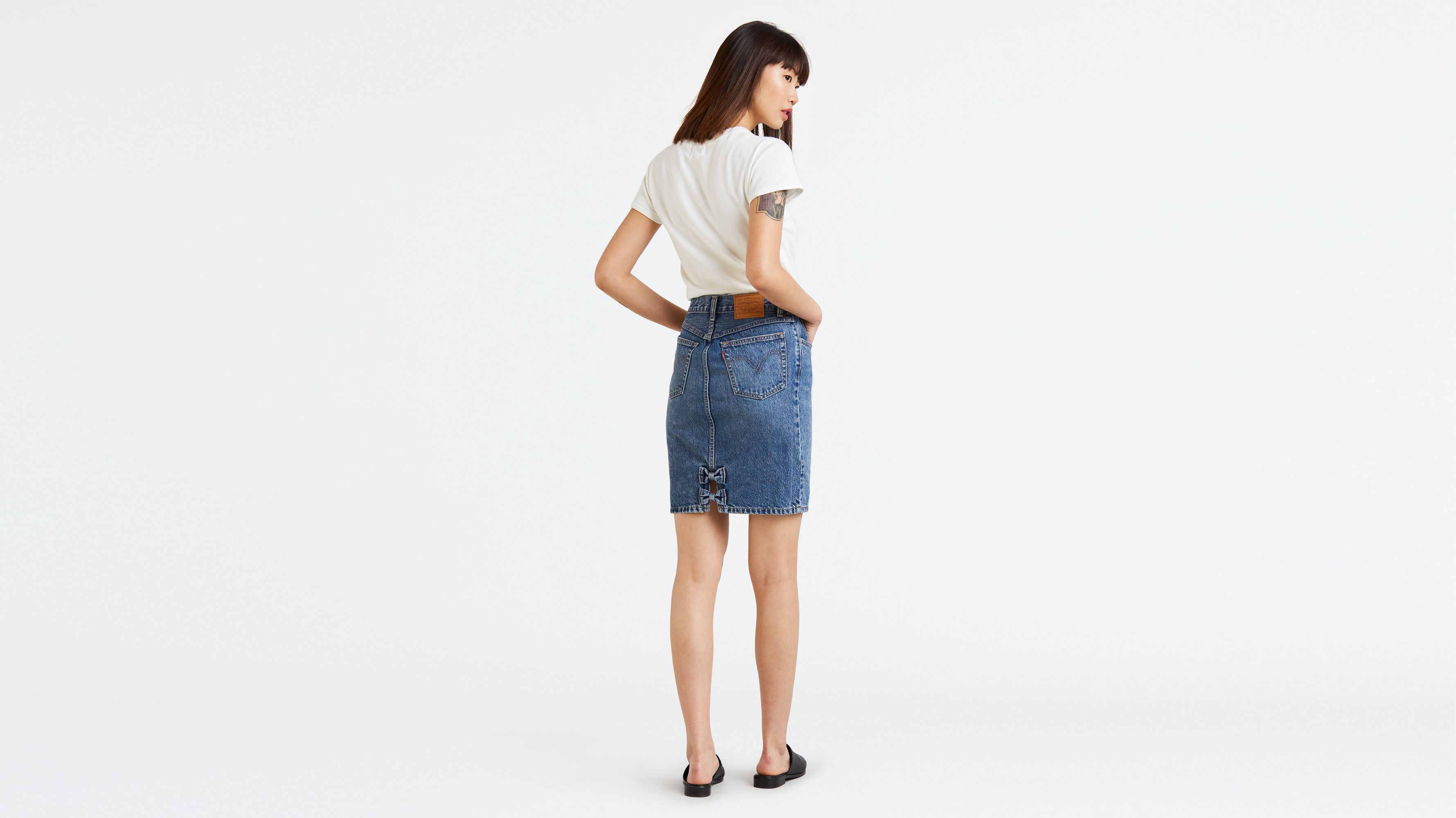 Levis Premium High Rise Black Jean Deconstructed Midi Skirt, Button Fly,  Size 30 | eBay