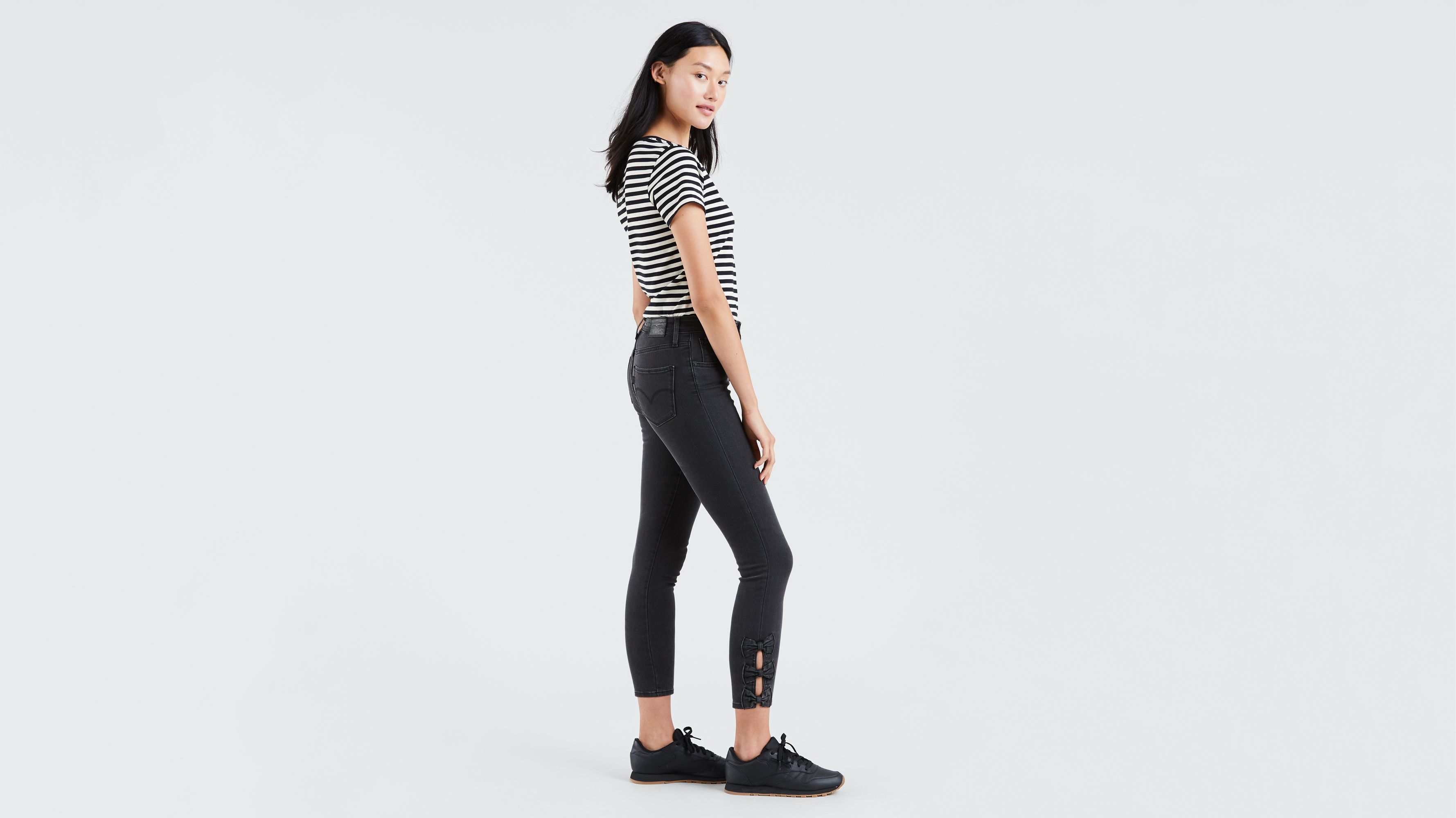 721 high rise skinny deals jeans with ankle bows