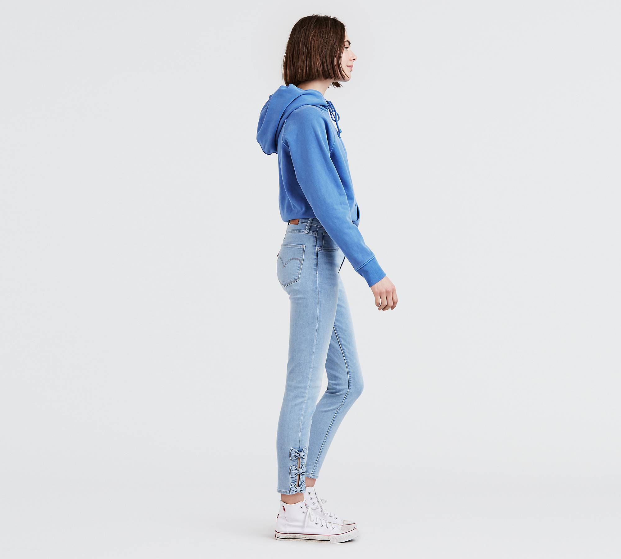 721 High Rise Skinny Jeans with Ankle Bows 1