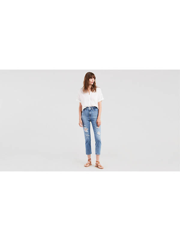 724 High Rise Slim Straight Crop Women's Jeans - Light Wash | Levi's® US