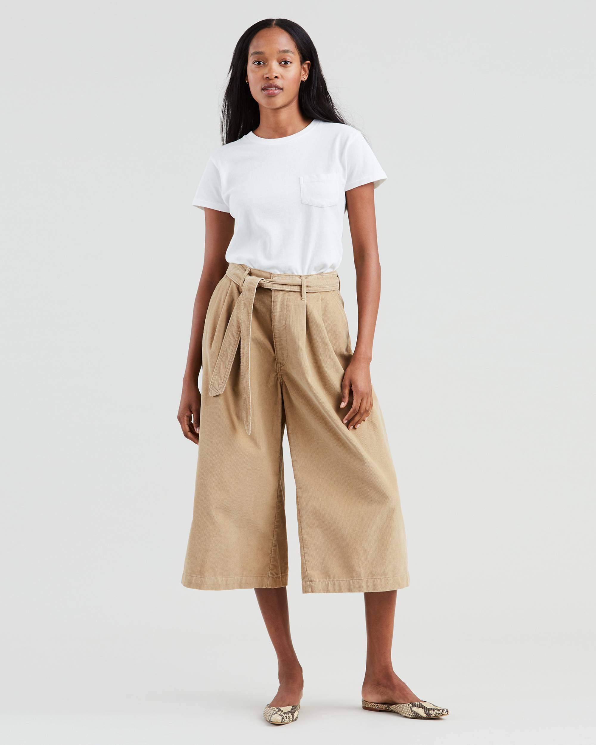 Wide Leg Pleated Corduroy Pants 1