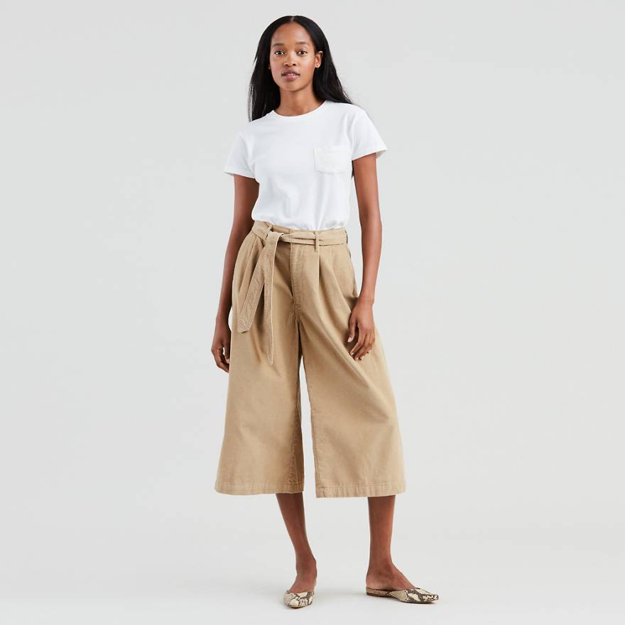 Wide Leg Pleated Corduroy Pants 1