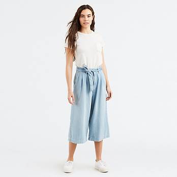 Pleated Belted Crop Women's Jeans 1