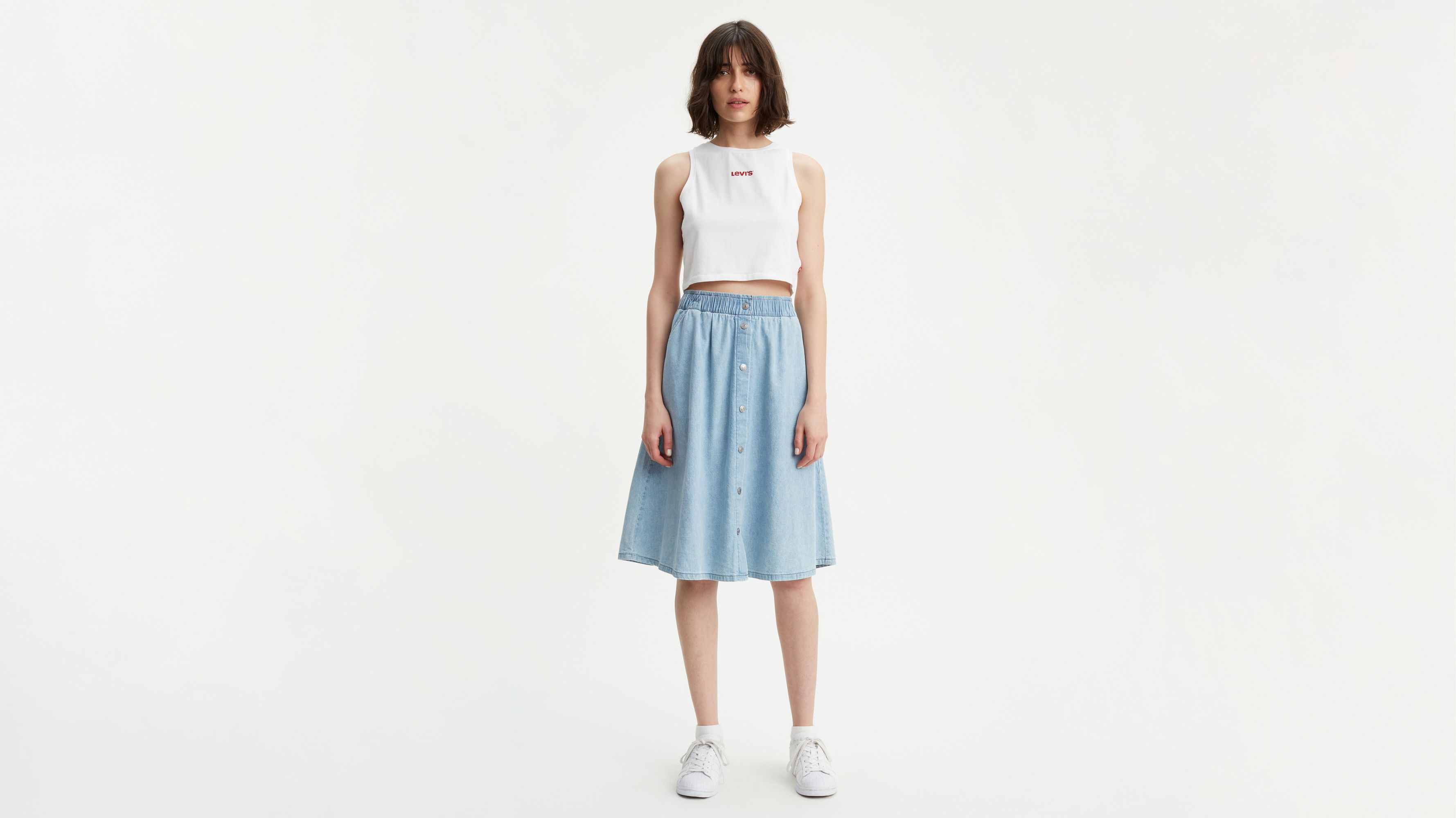 Lightweight Midi Skirt - Medium Wash 